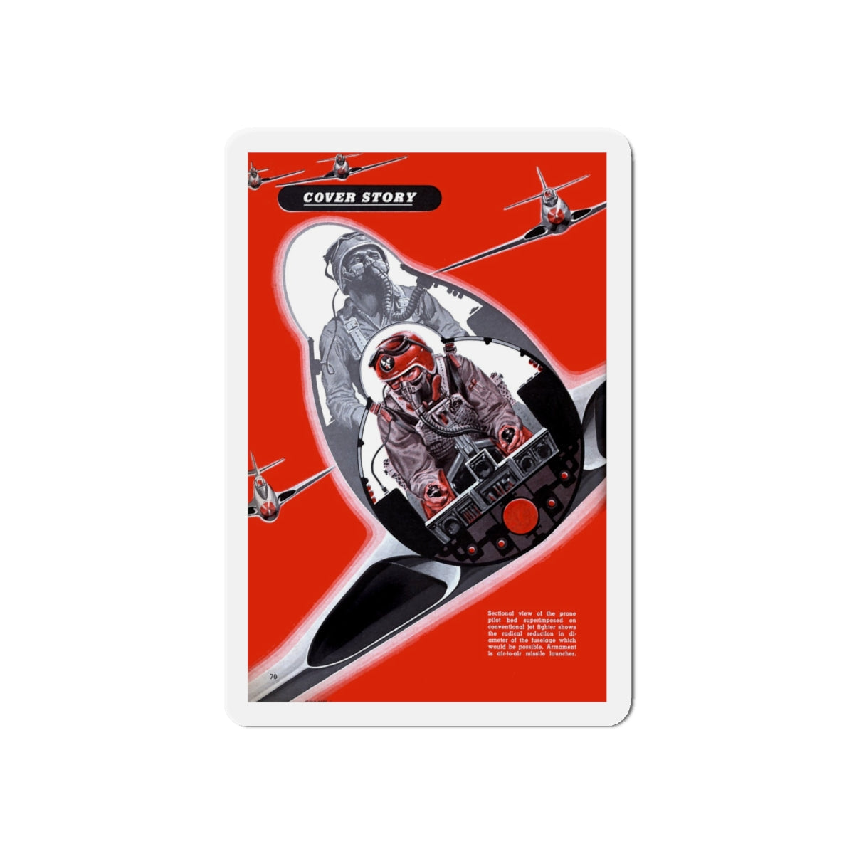 Prone Pilot, 1949 (Magazine Illustration) Refrigerator Magnet-6 Inch-The Sticker Space