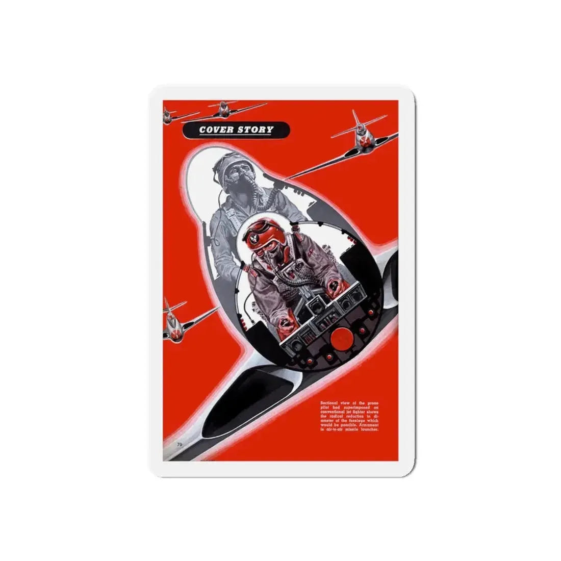 Prone Pilot, 1949 (Magazine Illustration) Refrigerator Magnet - The Sticker Space