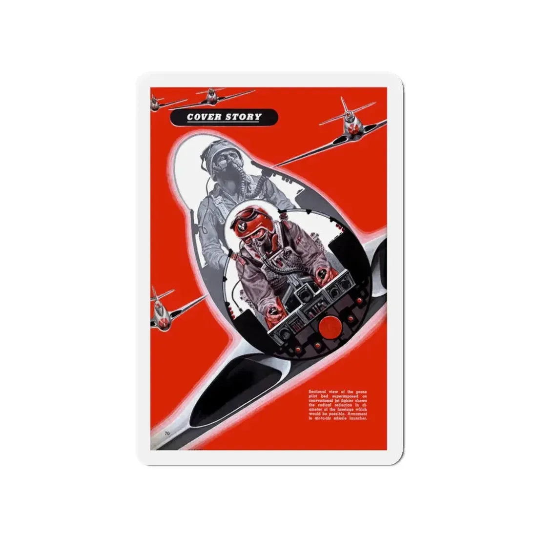 Prone Pilot, 1949 (Magazine Illustration) Refrigerator Magnet - The Sticker Space