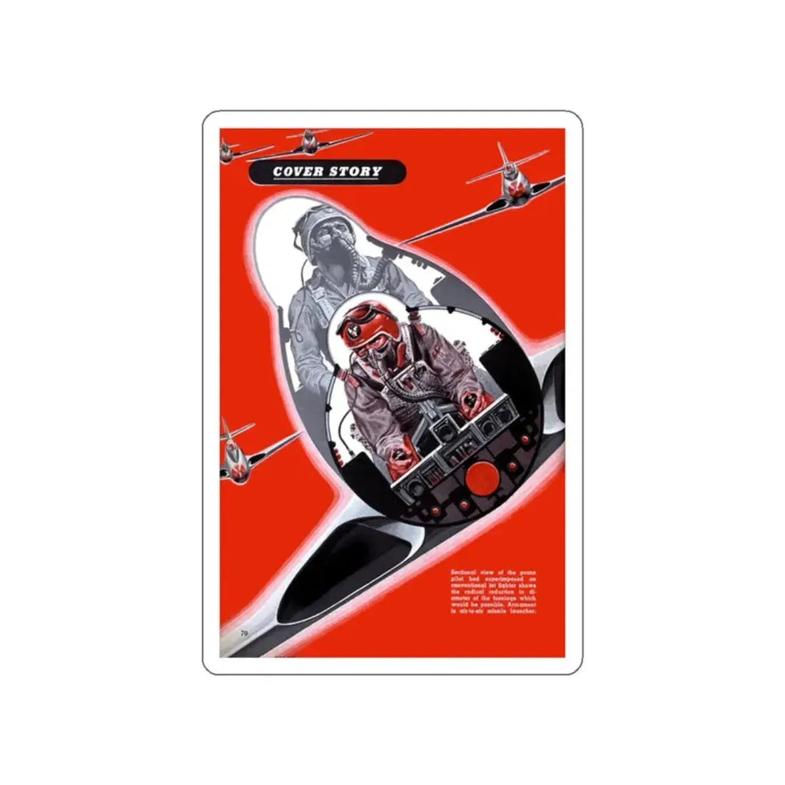 Prone Pilot, 1949 (Magazine Illustration) STICKER Vinyl Die-Cut Decal - The Sticker Space