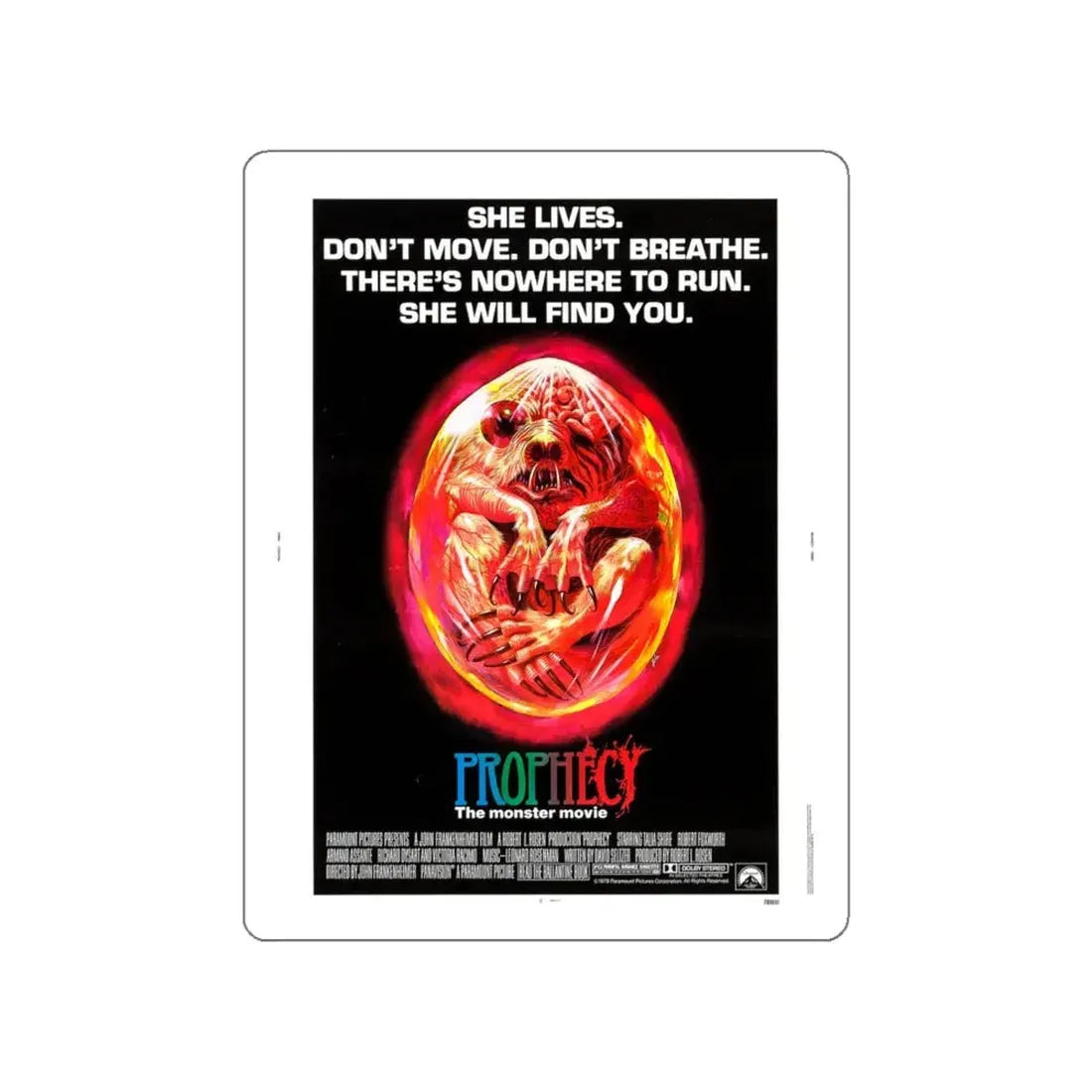 PROPHECY 1979 Movie Poster STICKER Vinyl Die-Cut Decal 6 Inch - The Sticker Space