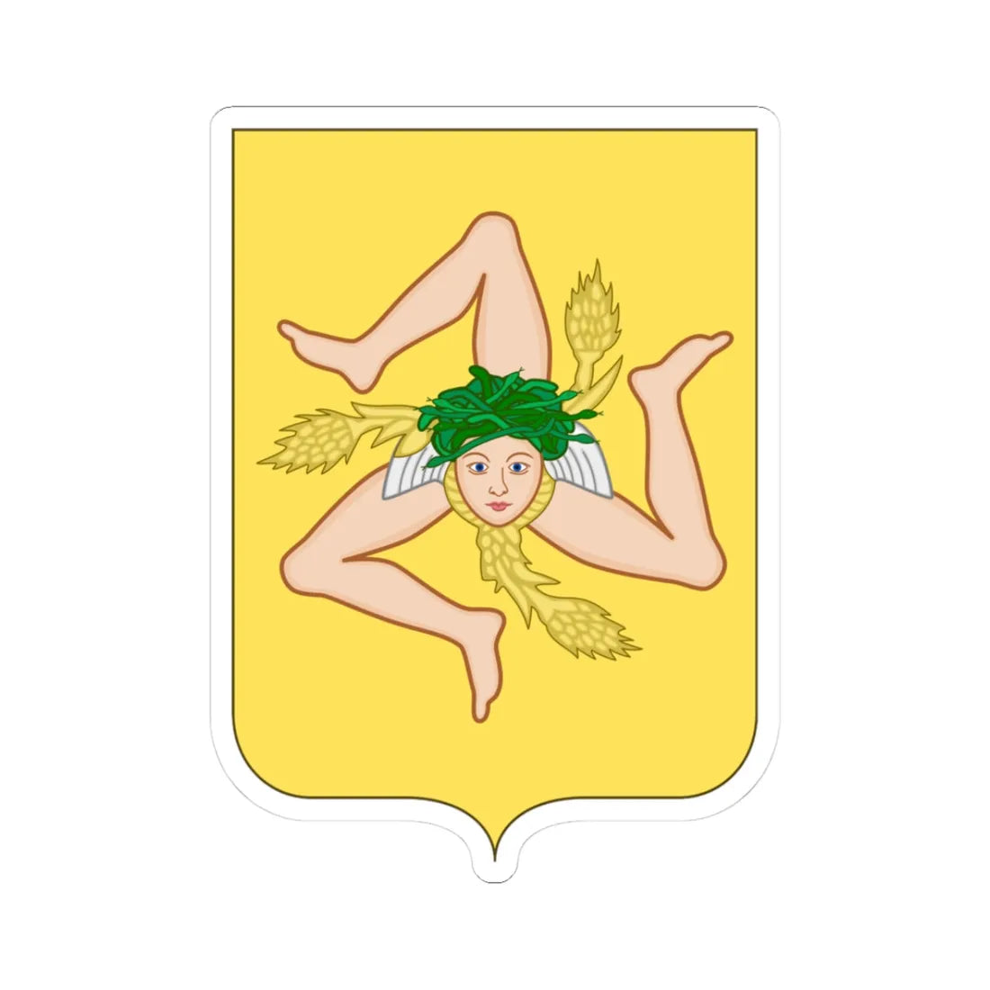 Proposed Arms of Sicily 1910 (Italy) (Coat of Arms) STICKER Vinyl Kiss-Cut Decal 3 Inch White - The Sticker Space
