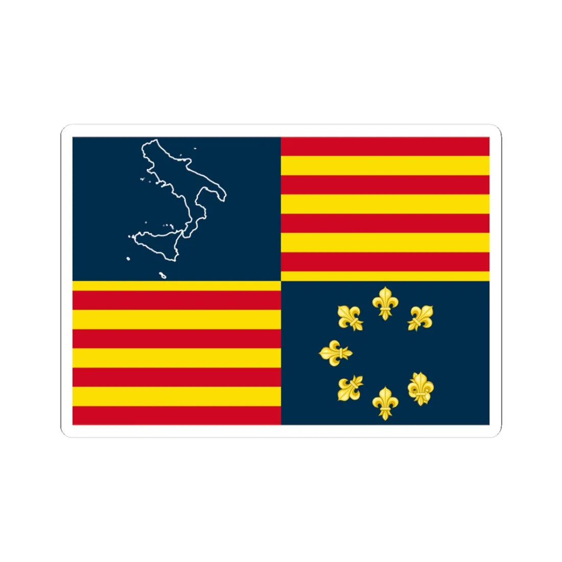 Proposed flag for Southern Italy (Italy) STICKER Vinyl Kiss-Cut Decal 3 Inch White - The Sticker Space