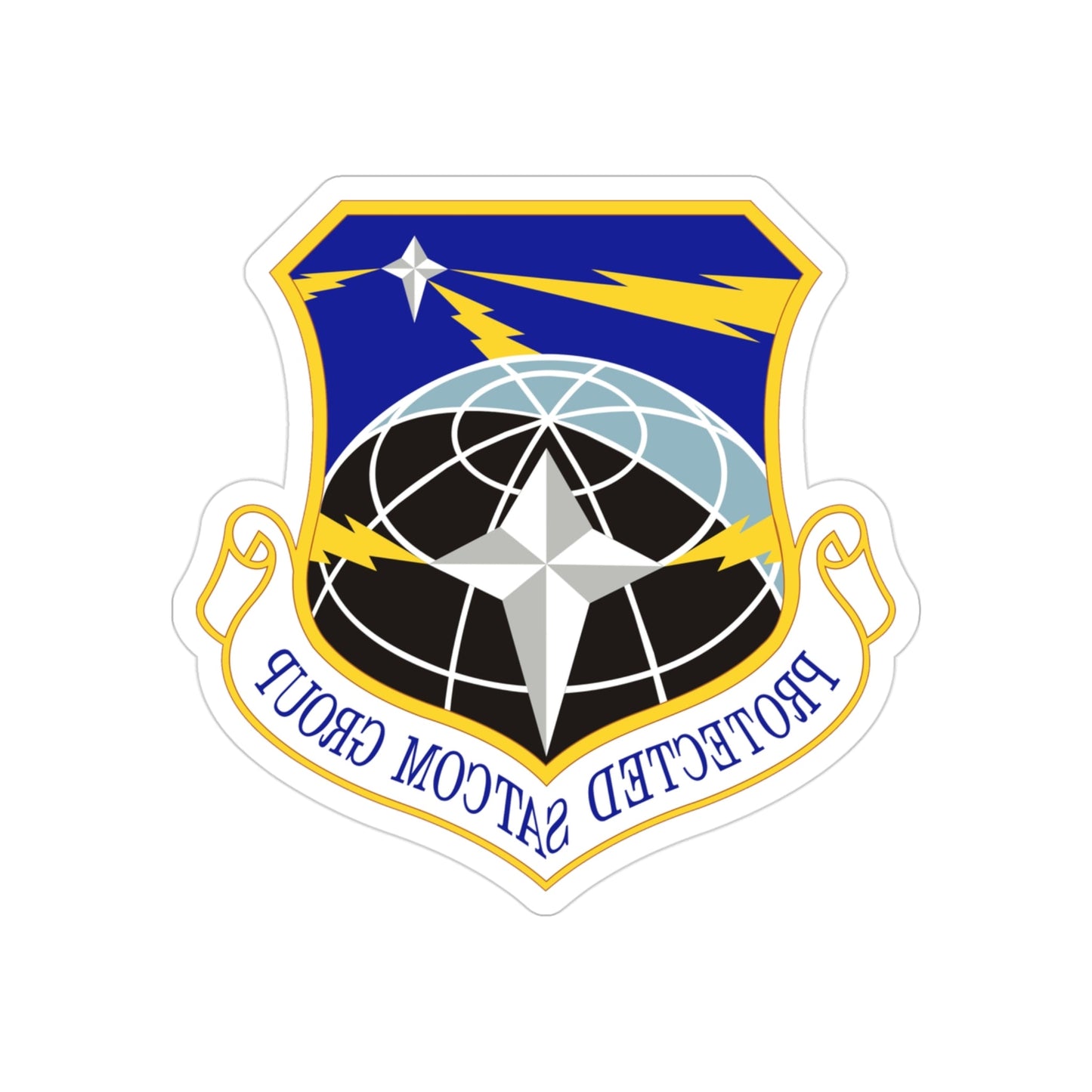 Protected SATCOM Group (U.S. Air Force) REVERSE PRINT Transparent STICKER-3" × 3"-The Sticker Space