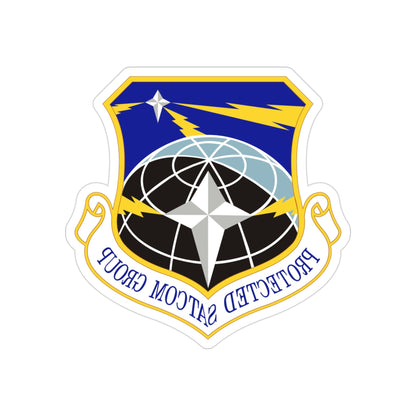 Protected SATCOM Group (U.S. Air Force) REVERSE PRINT Transparent STICKER-3" × 3"-The Sticker Space