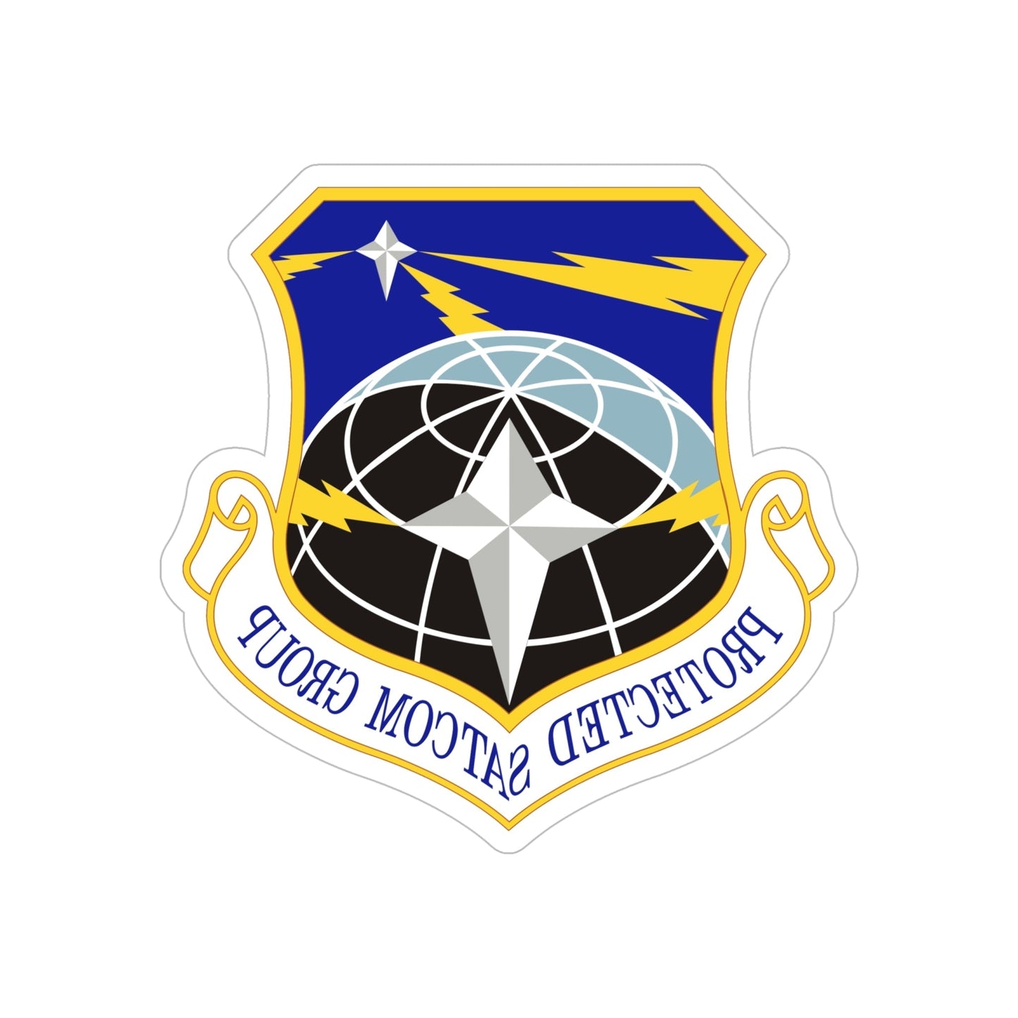 Protected SATCOM Group (U.S. Air Force) REVERSE PRINT Transparent STICKER-6 Inch-The Sticker Space