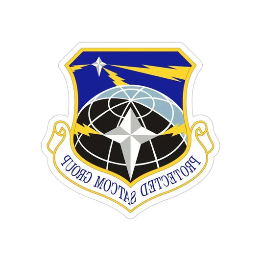 Protected SATCOM Group (U.S. Air Force) REVERSE PRINT Transparent Die-Cut STICKER 6 Inch Die-Cut Transparent - The Sticker Space