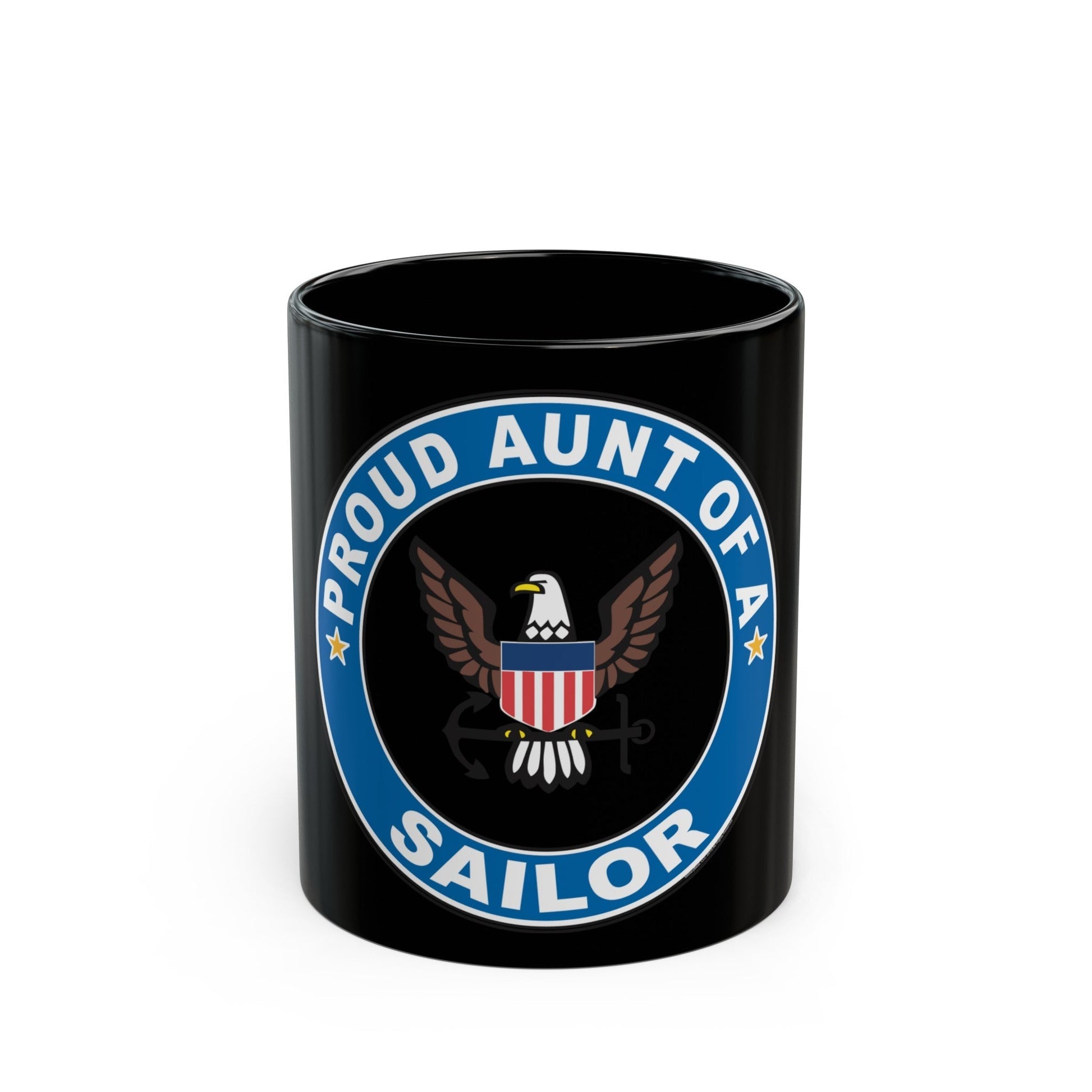 Proud Aunt of a Sailor (U.S. Navy) Black Coffee Mug-11oz-The Sticker Space