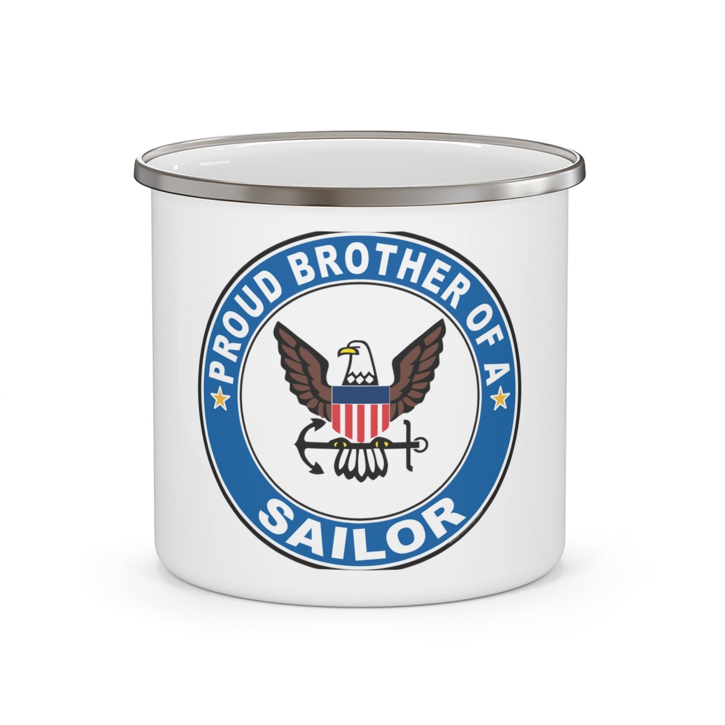 Proud Brother of a Sailor (U.S. Navy) Enamel Mug 12oz-12oz-The Sticker Space