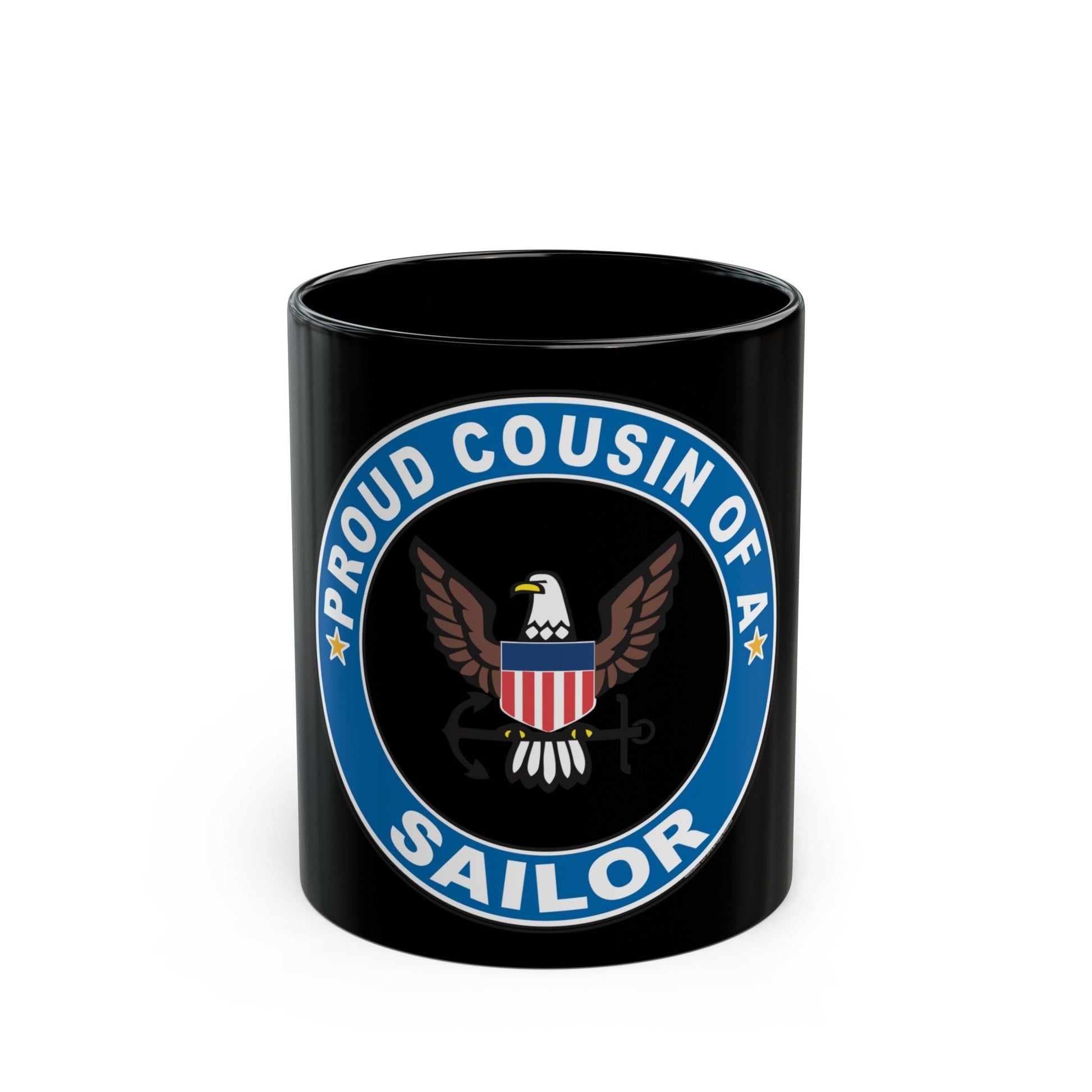 Proud Cousin of a Sailor (U.S. Navy) Black Coffee Mug-11oz-The Sticker Space