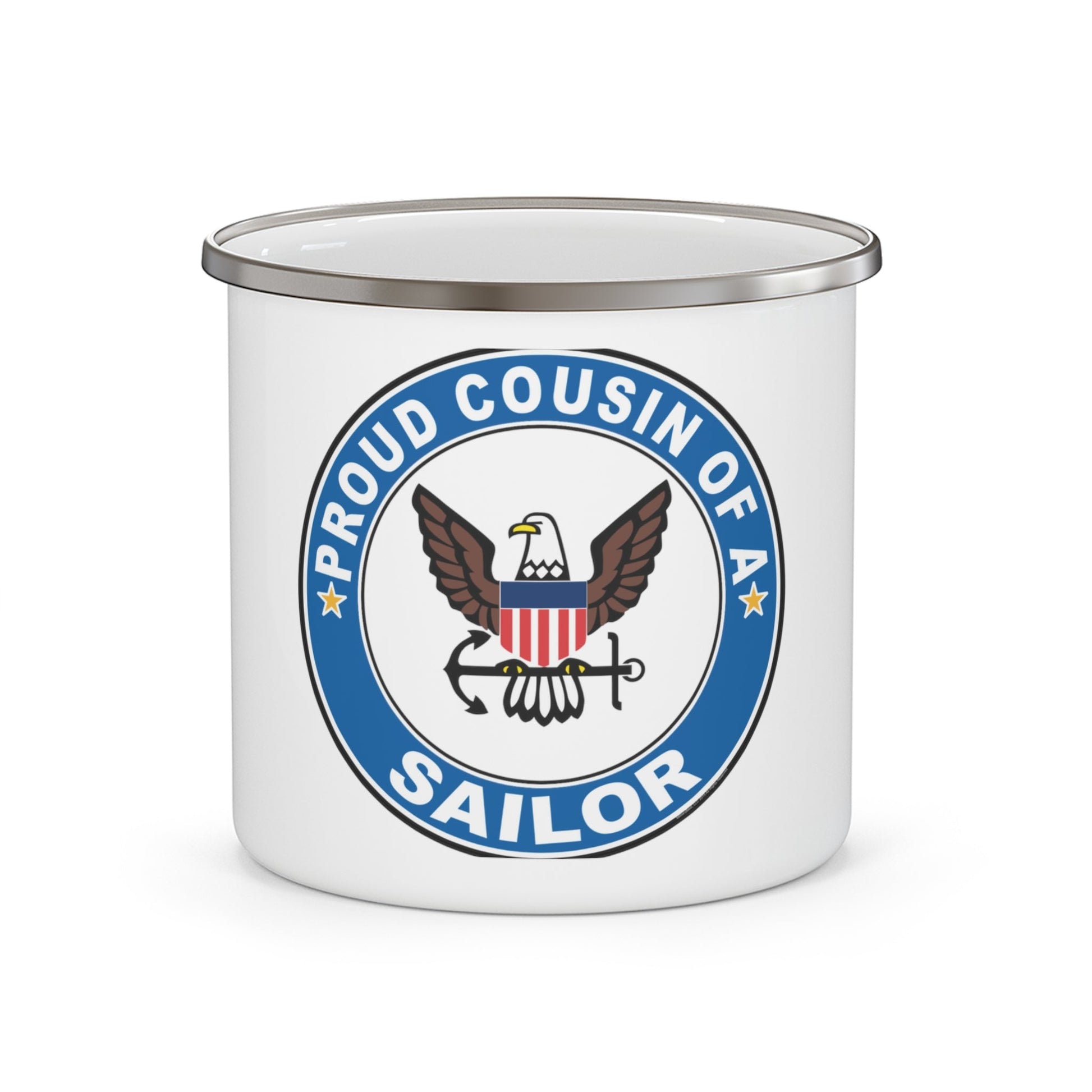 Proud Cousin of a Sailor (U.S. Navy) Enamel Mug 12oz-12oz-The Sticker Space