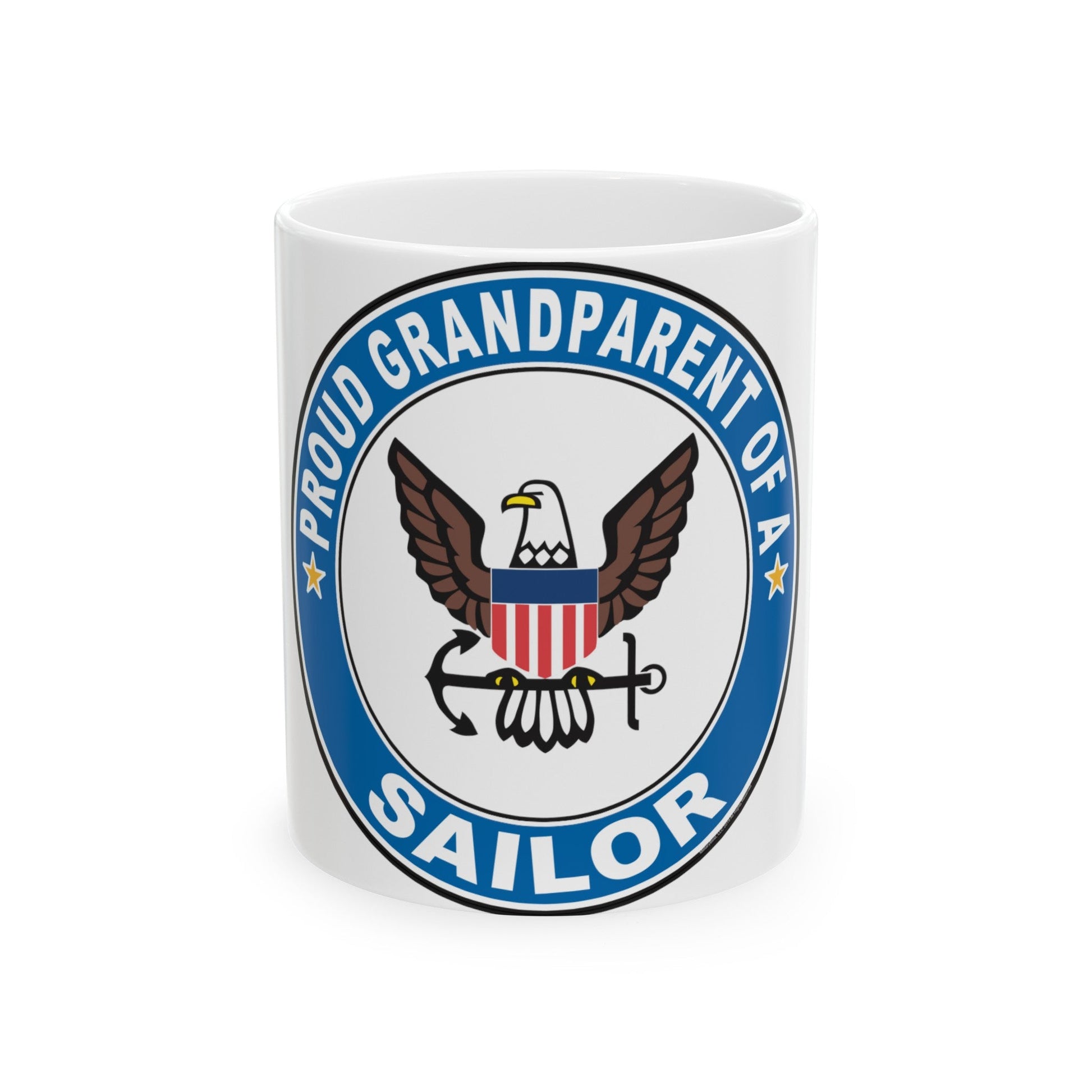 Proud Grandparent of a Sailor (U.S. Navy) White Coffee Mug-11oz-The Sticker Space