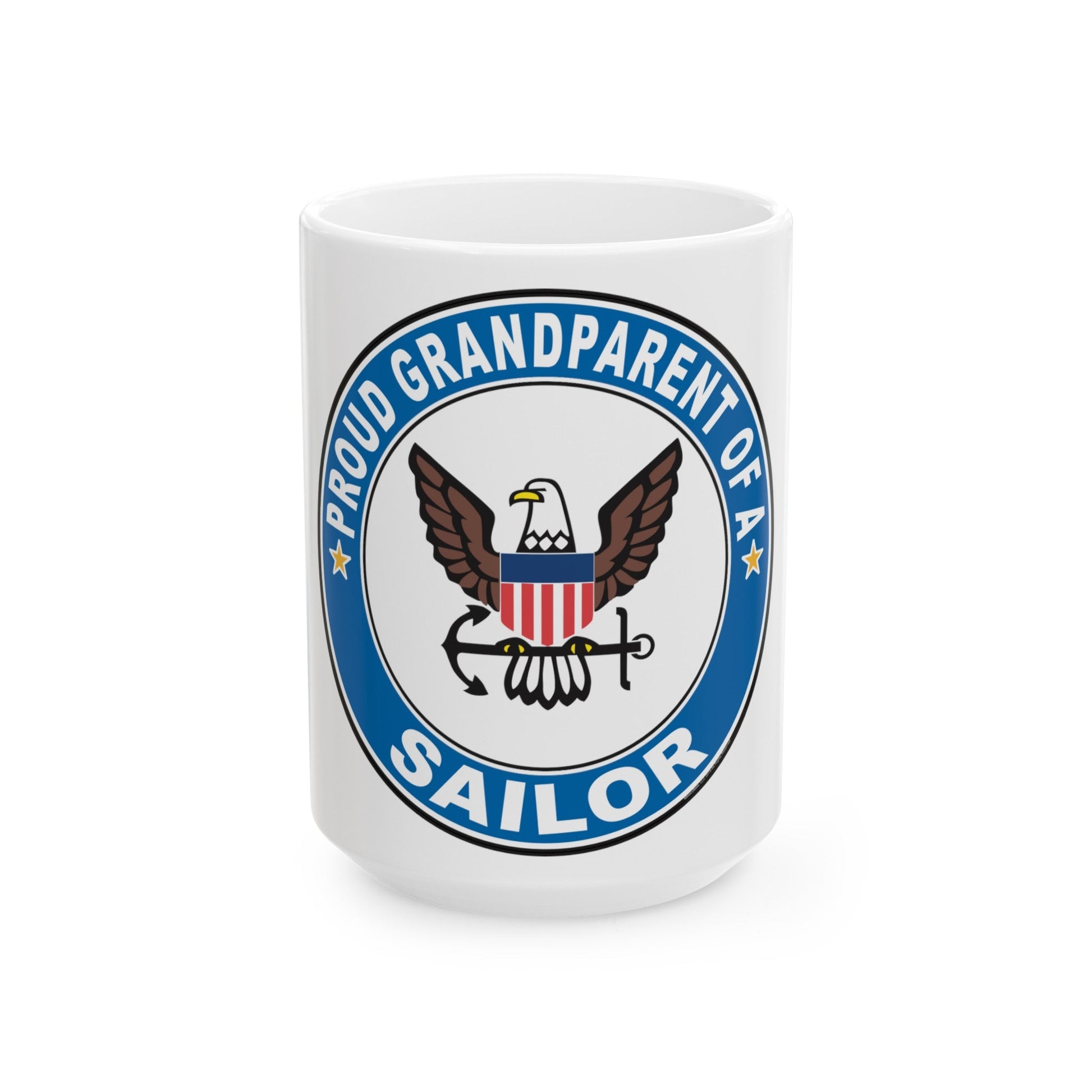 Proud Grandparent of a Sailor (U.S. Navy) White Coffee Mug-15oz-The Sticker Space