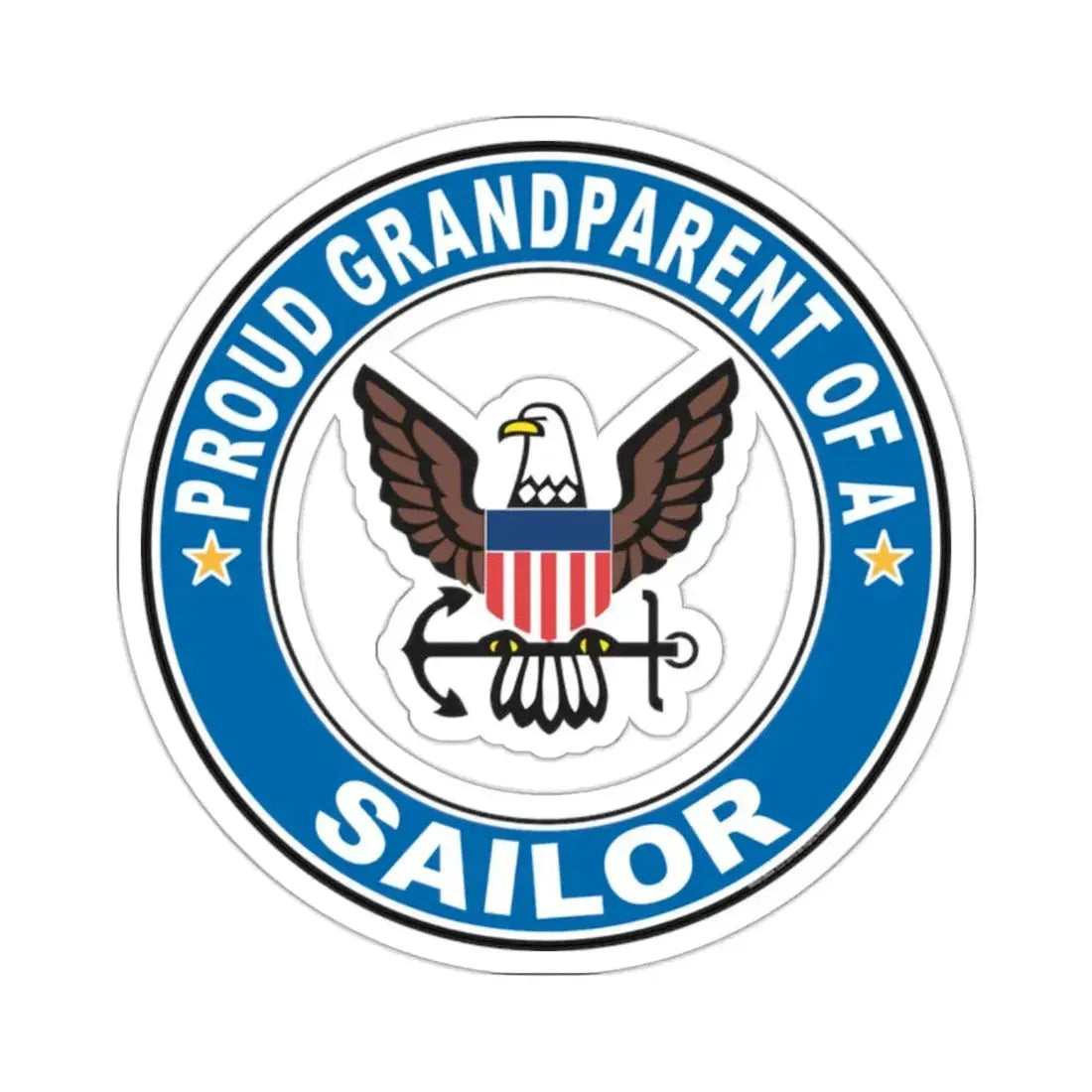 Proud Grandparent of a Sailor (U.S. Navy) STICKER Vinyl Kiss-Cut Decal 2 Inch White - The Sticker Space