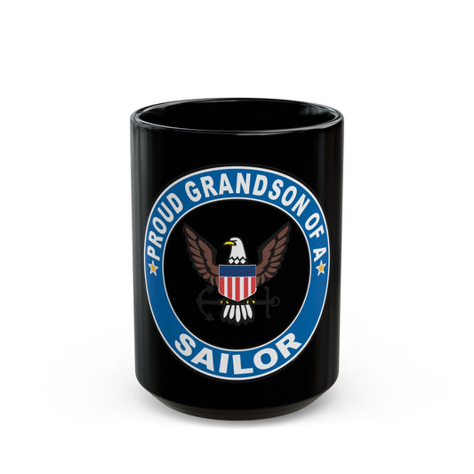 Proud Grandson of a Sailor (U.S. Navy) Black Coffee Mug-15oz-The Sticker Space
