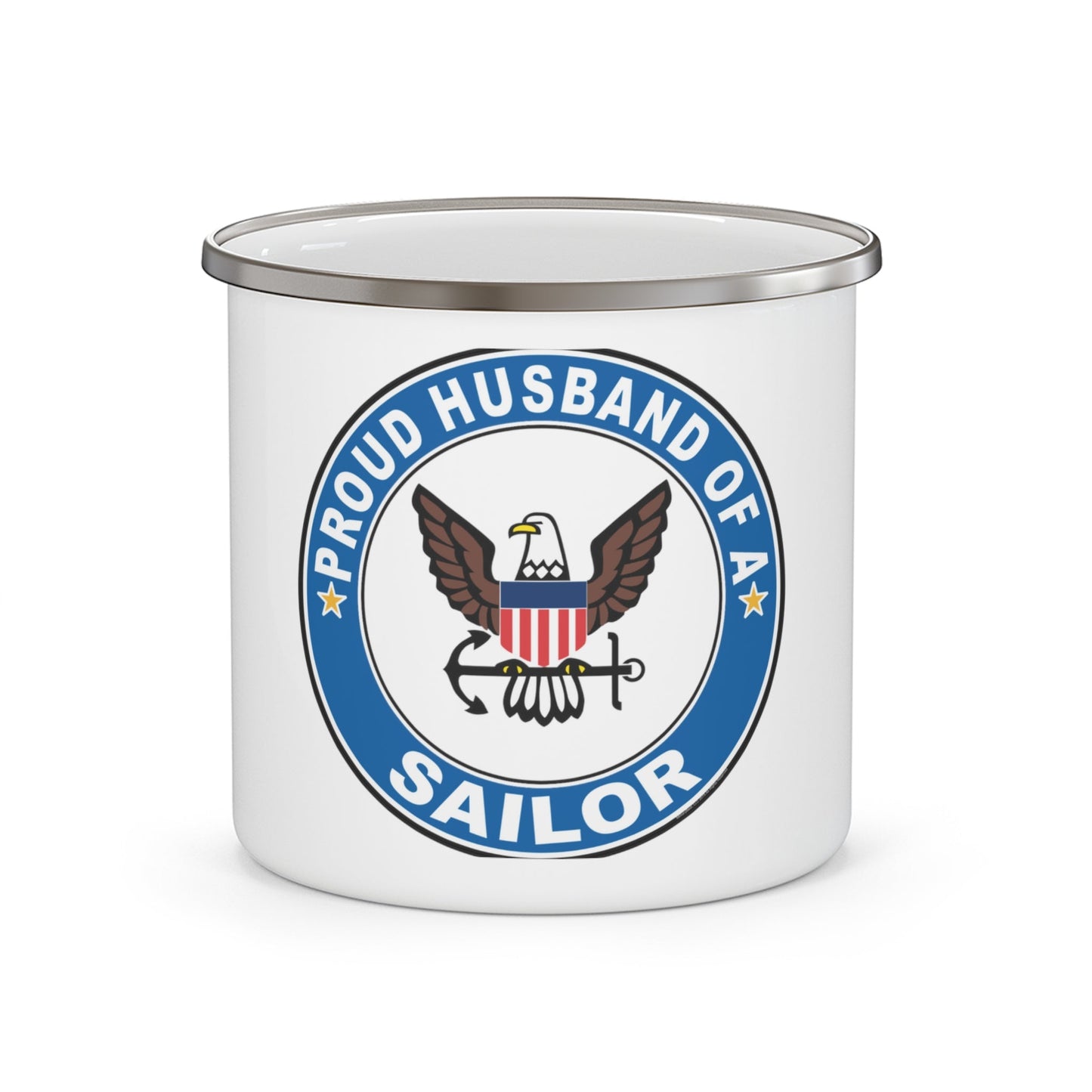 Proud Husband of a Sailor (U.S. Navy) Enamel Mug 12oz-12oz-The Sticker Space