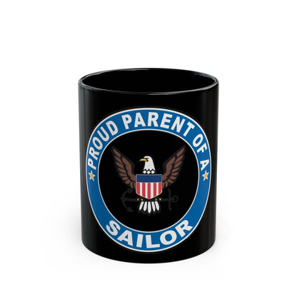 Proud Parent of a Sailor (U.S. Navy) Black Coffee Mug-11oz-The Sticker Space