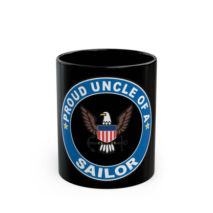 Proud Uncle of a Sailor (U.S. Navy) Black Coffee Mug-11oz-The Sticker Space