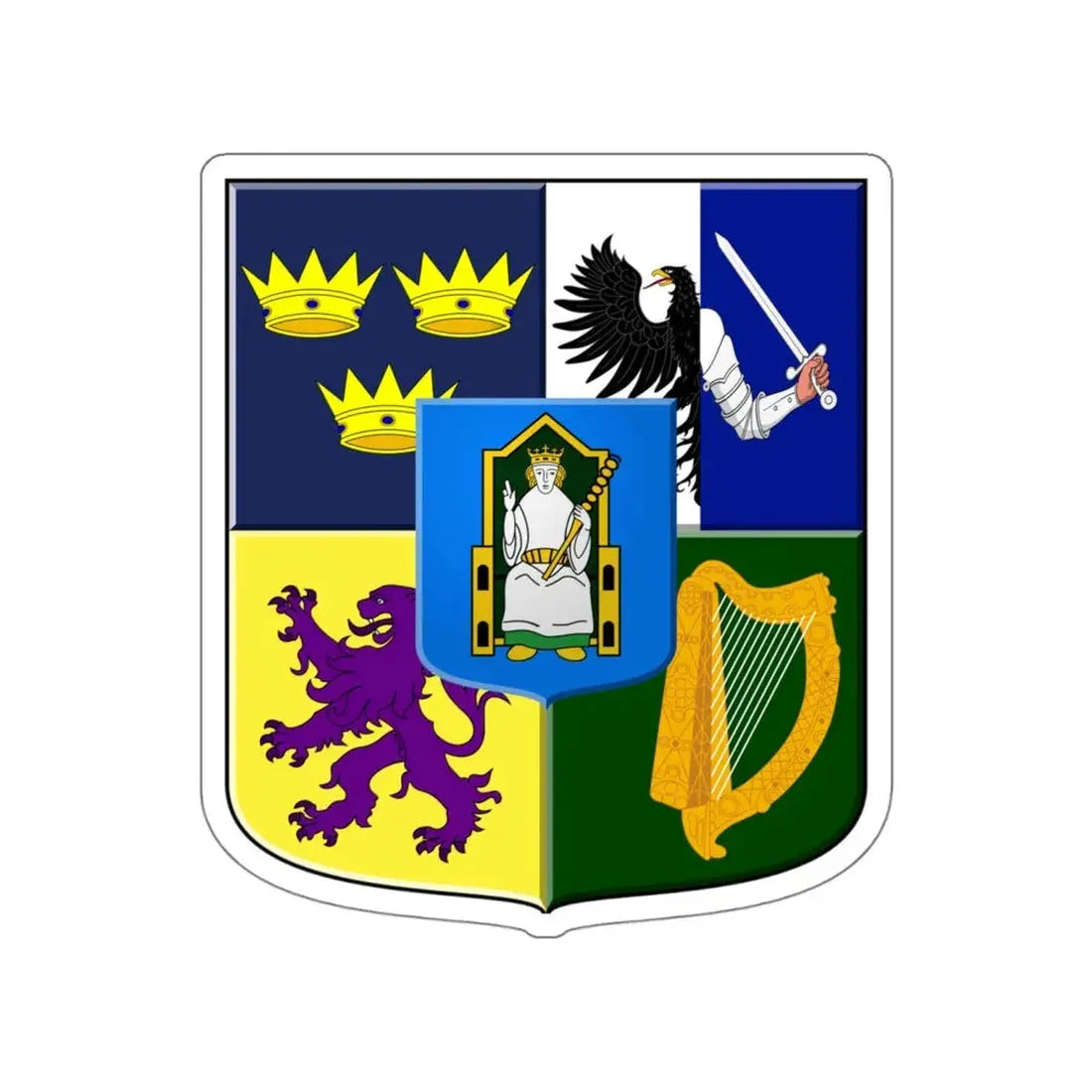 Provincial arms of Ireland, 1651 STICKER Vinyl Die-Cut Decal 5 Inch - The Sticker Space