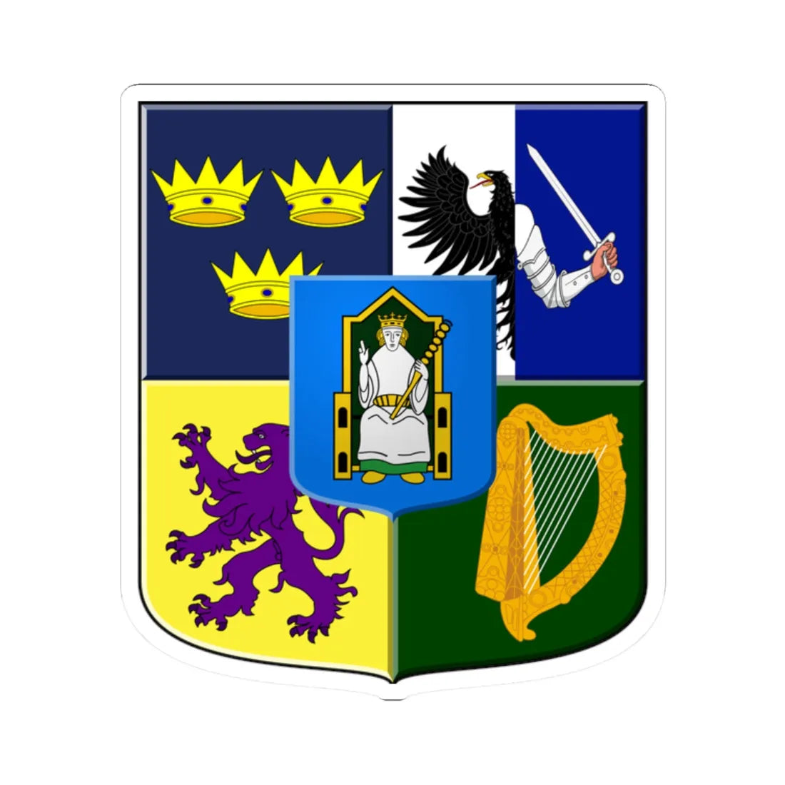 Provincial arms of Ireland, 1651 - STICKER Vinyl Kiss-Cut Decal 2 Inch White - The Sticker Space