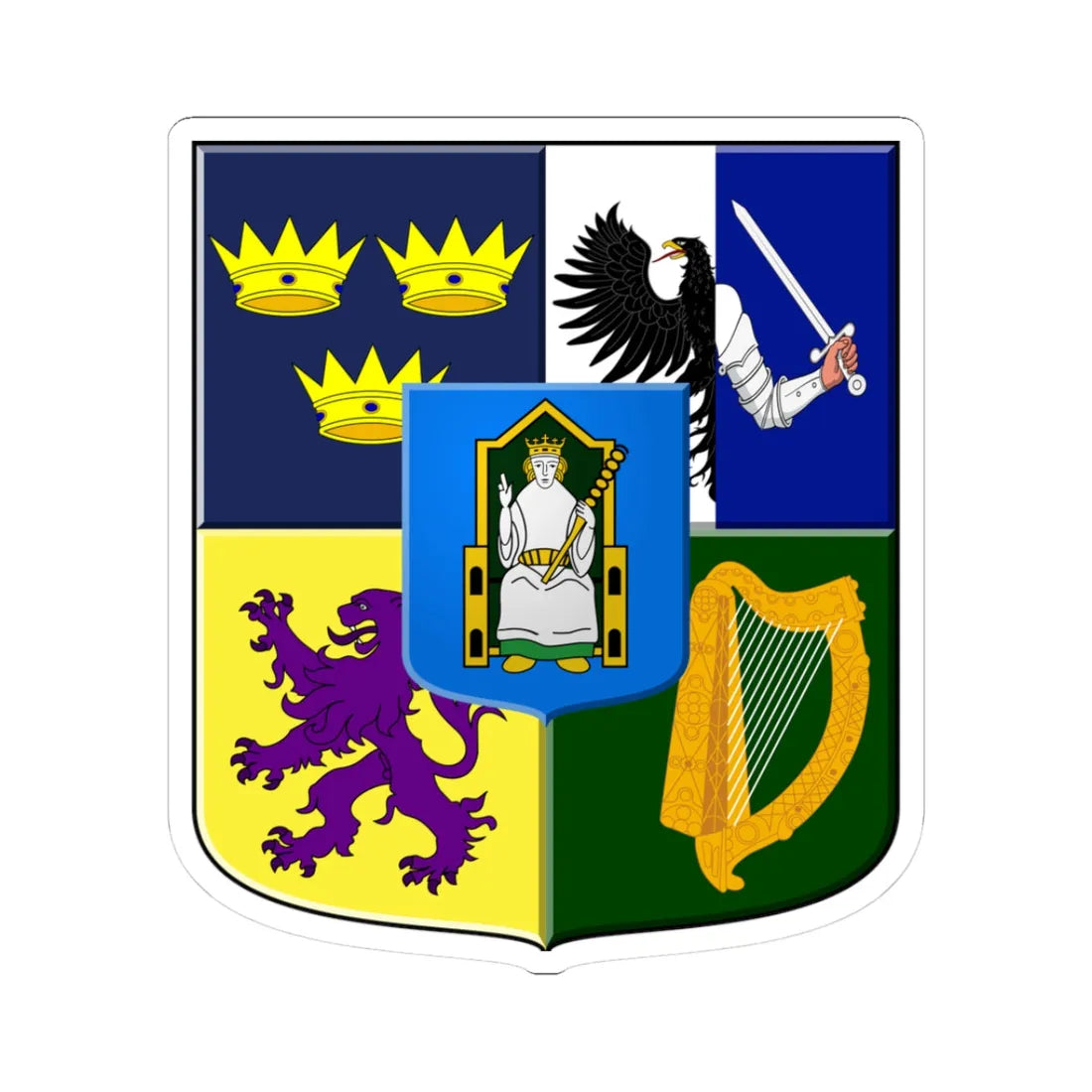 Provincial arms of Ireland, 1651 - STICKER Vinyl Kiss-Cut Decal 3 Inch White - The Sticker Space