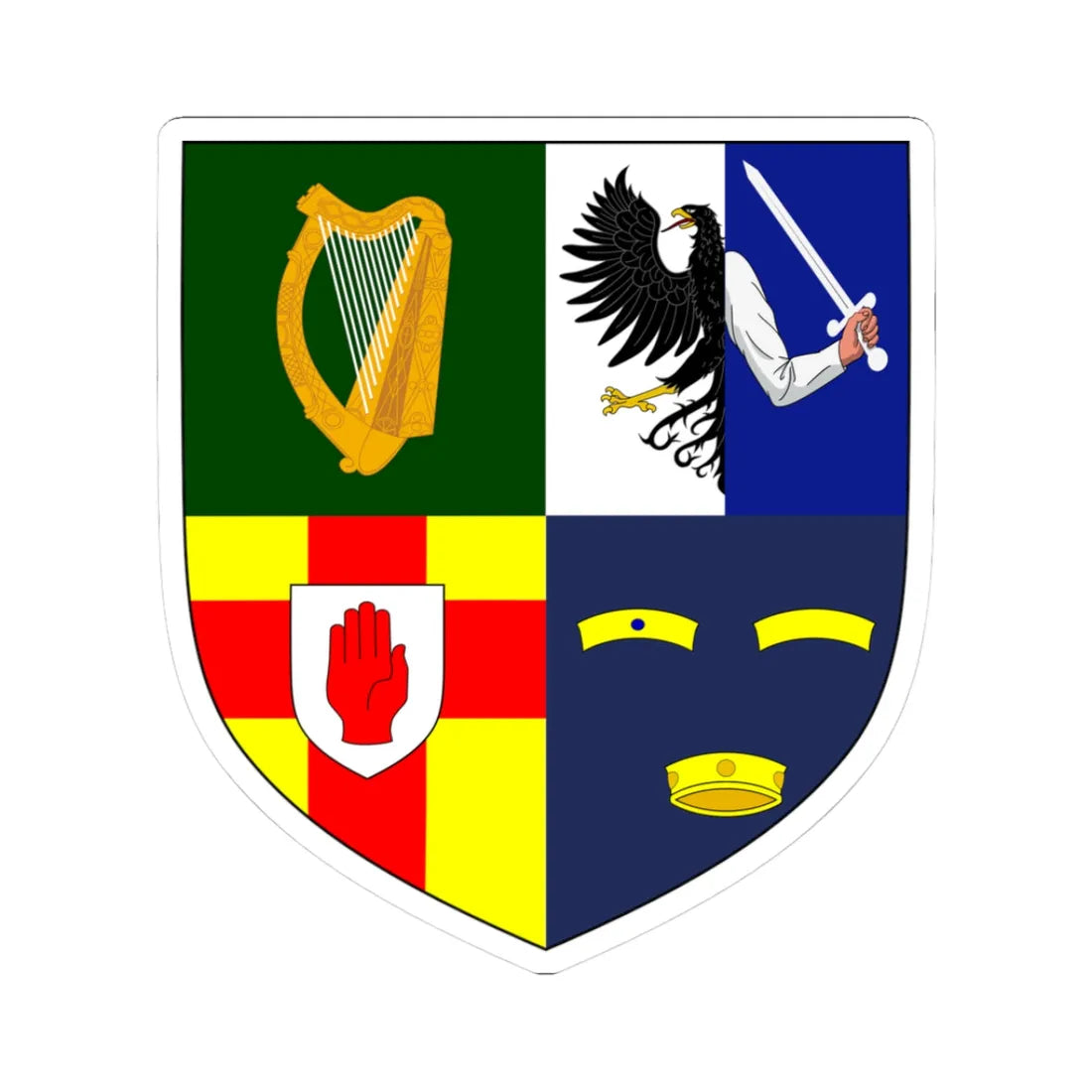 Provincial Arms of Ireland (Ireland) (Coat of Arms) STICKER Vinyl Kiss-Cut Decal 3 Inch White - The Sticker Space