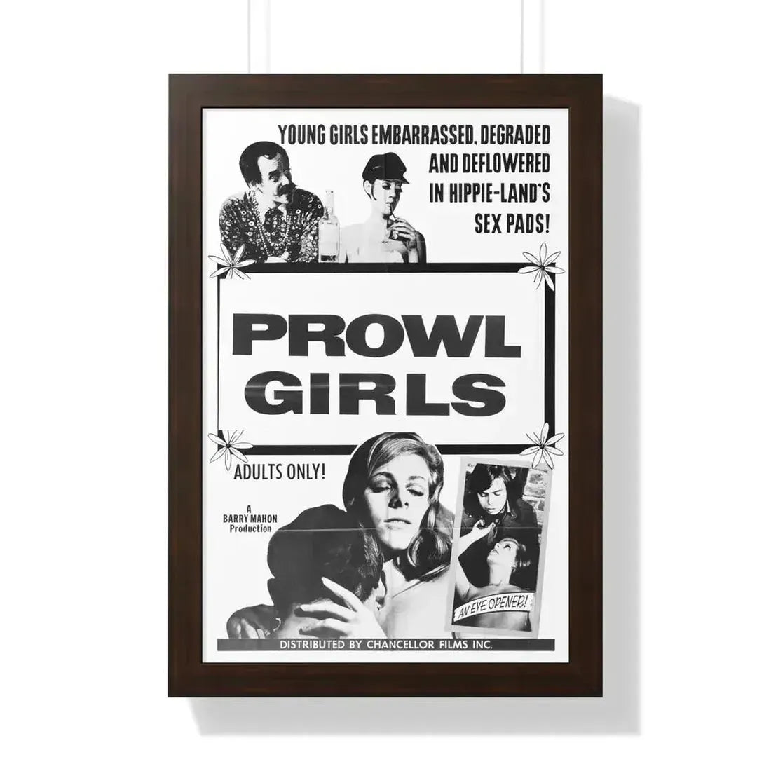 PROWL GIRLS 1968 - Framed Movie Poster 16″ x 24″ Walnut - The Sticker Space