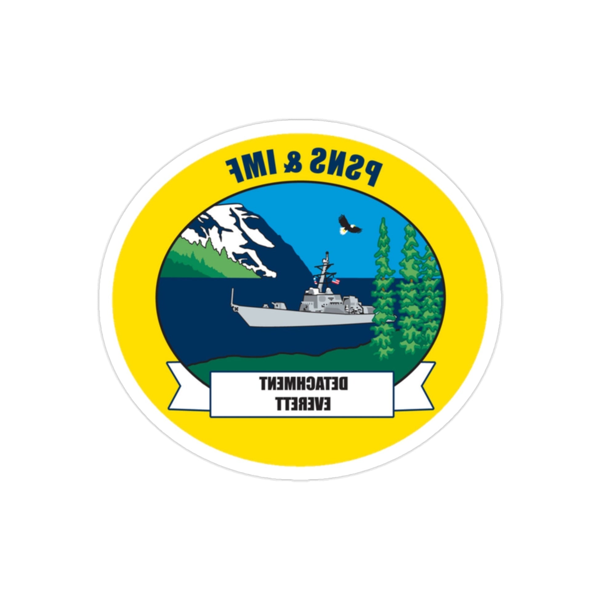 PSNS & IMF Detachment Everett (U.S. Navy) REVERSE PRINT Transparent STICKER-2 Inch-The Sticker Space