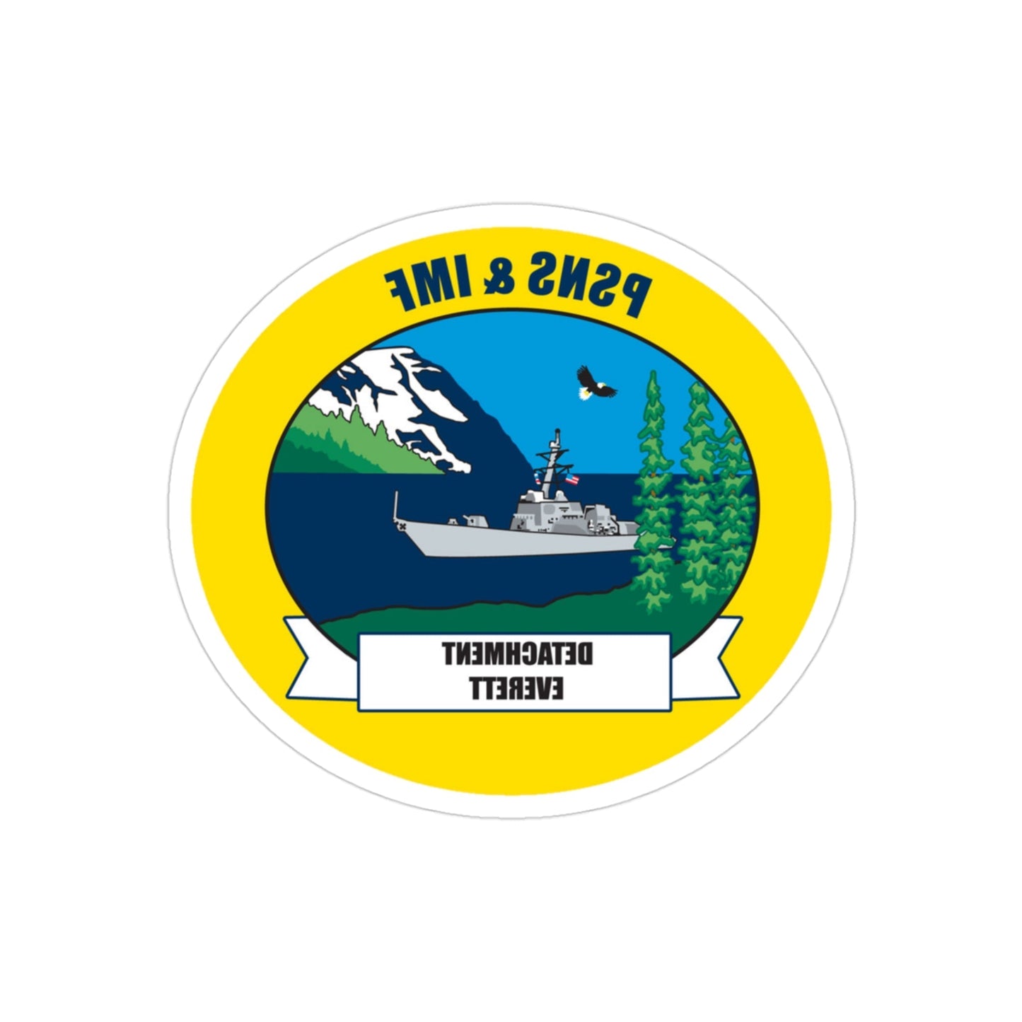 PSNS & IMF Detachment Everett (U.S. Navy) REVERSE PRINT Transparent STICKER-3 Inch-The Sticker Space