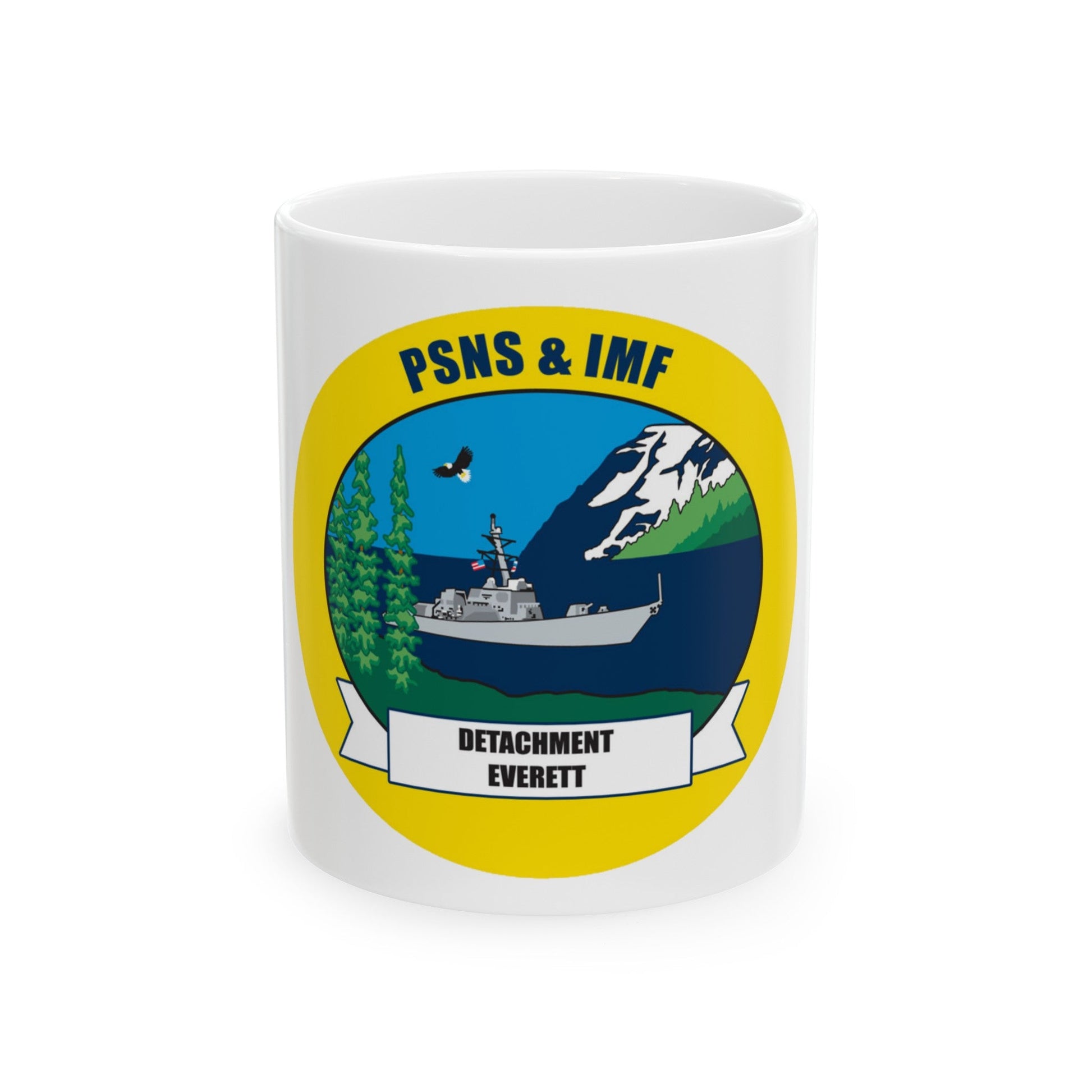 PSNS & IMF Detachment Everett (U.S. Navy) White Coffee Mug-11oz-The Sticker Space