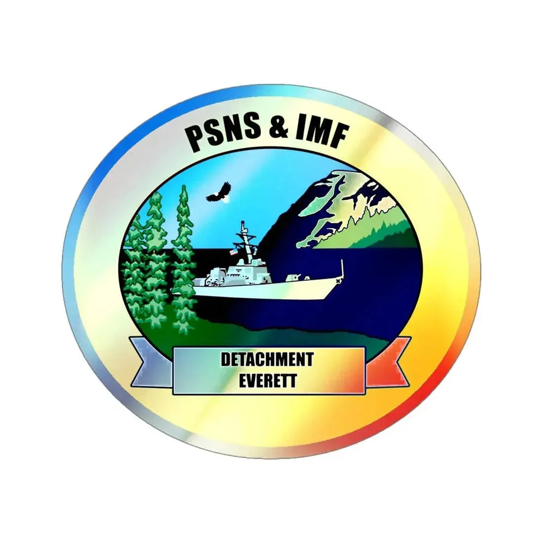 PSNS & IMF Detachment Everett (U.S. Navy) Holographic STICKER Die-Cut Vinyl Decal 4 Inch Holographic - The Sticker Space