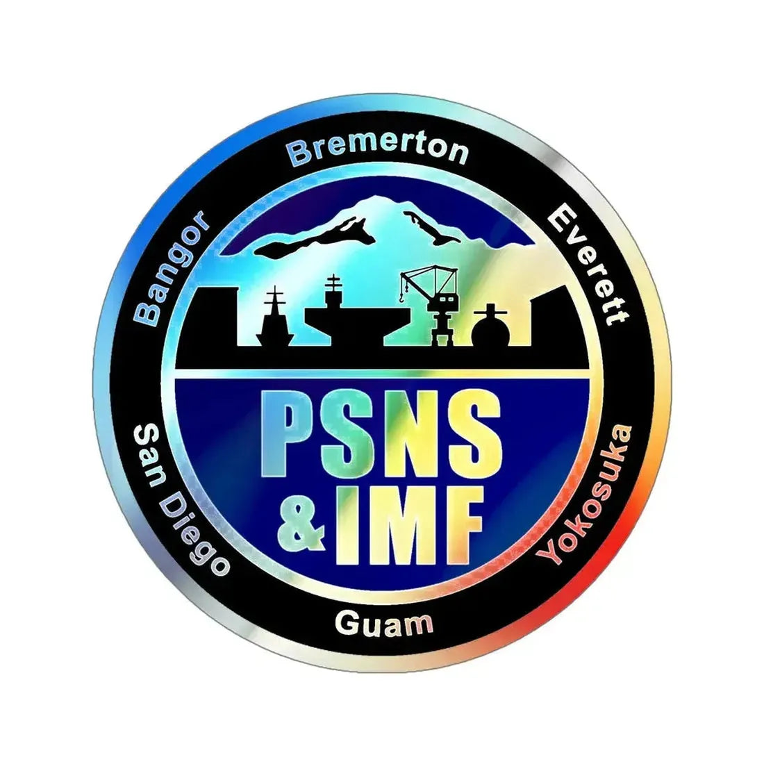 PSNS & IMF (U.S. Navy) Holographic STICKER Die-Cut Vinyl Decal 5 Inch Holographic - The Sticker Space