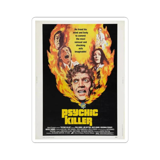 PSYCHIC KILLER 1975 Movie Poster - STICKER Vinyl Kiss-Cut Decal 2 Inch White - The Sticker Space