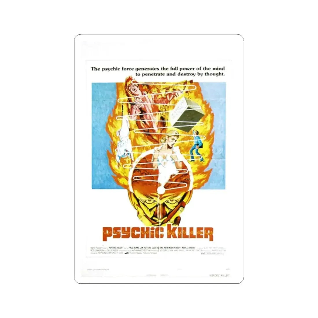 PSYCHIC KILLER (2) 1975 Movie Poster - STICKER Vinyl Kiss-Cut Decal 2 Inch White - The Sticker Space