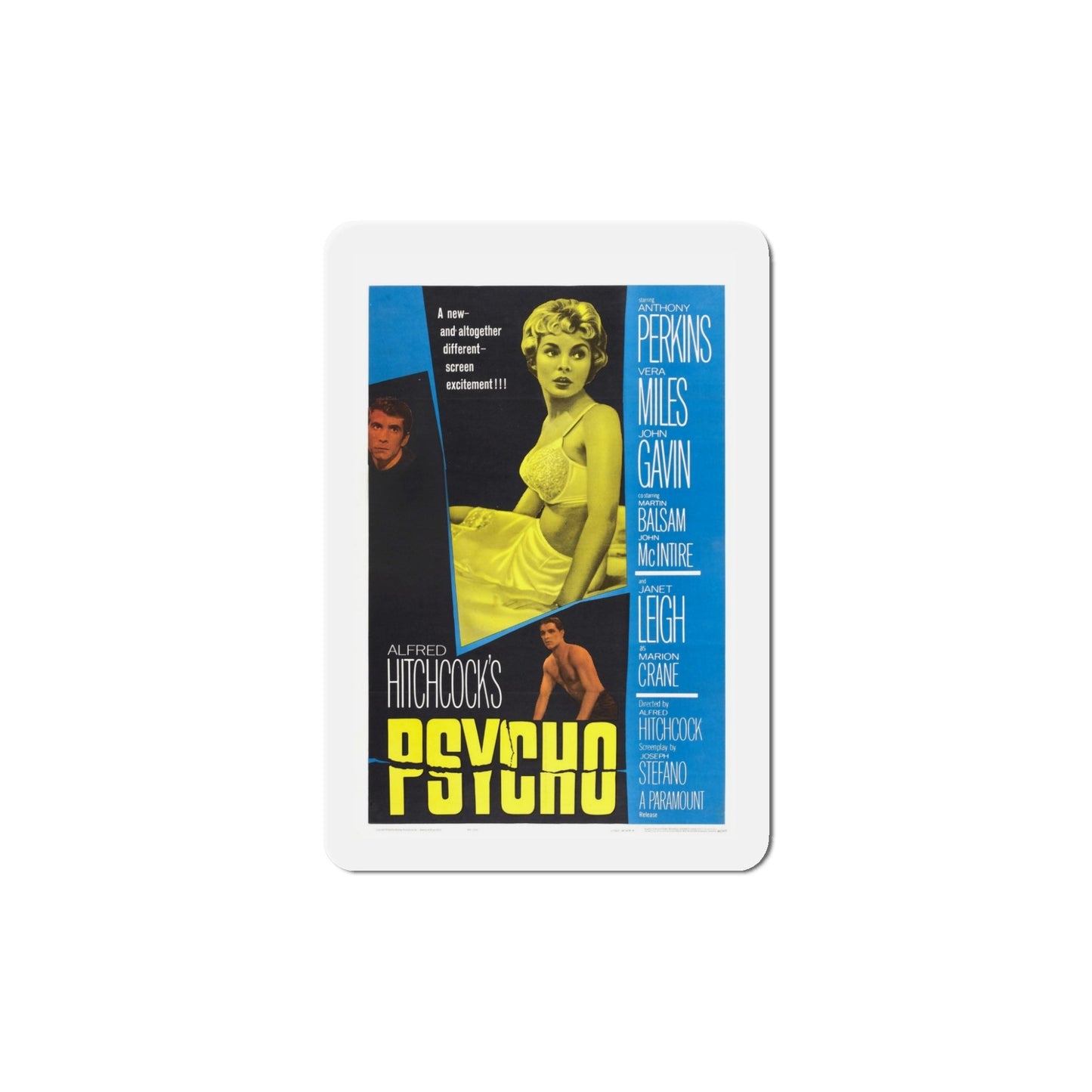 Psycho 1960 Movie Poster Die-Cut Magnet-5 Inch-The Sticker Space