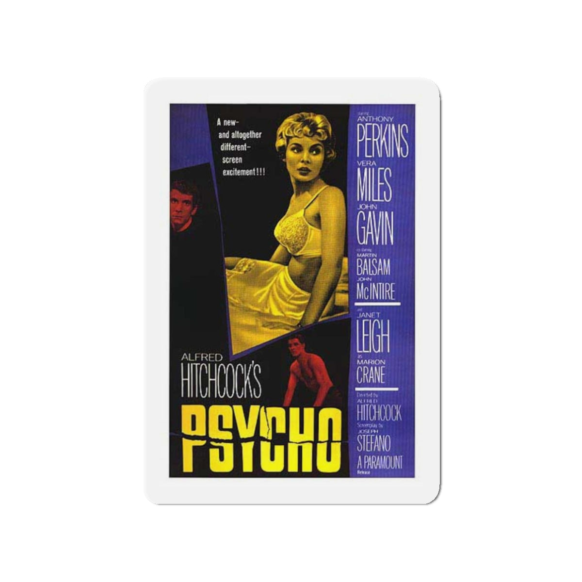 PSYCHO 1960 Movie Poster - Refrigerator Magnet-3" x 3"-The Sticker Space