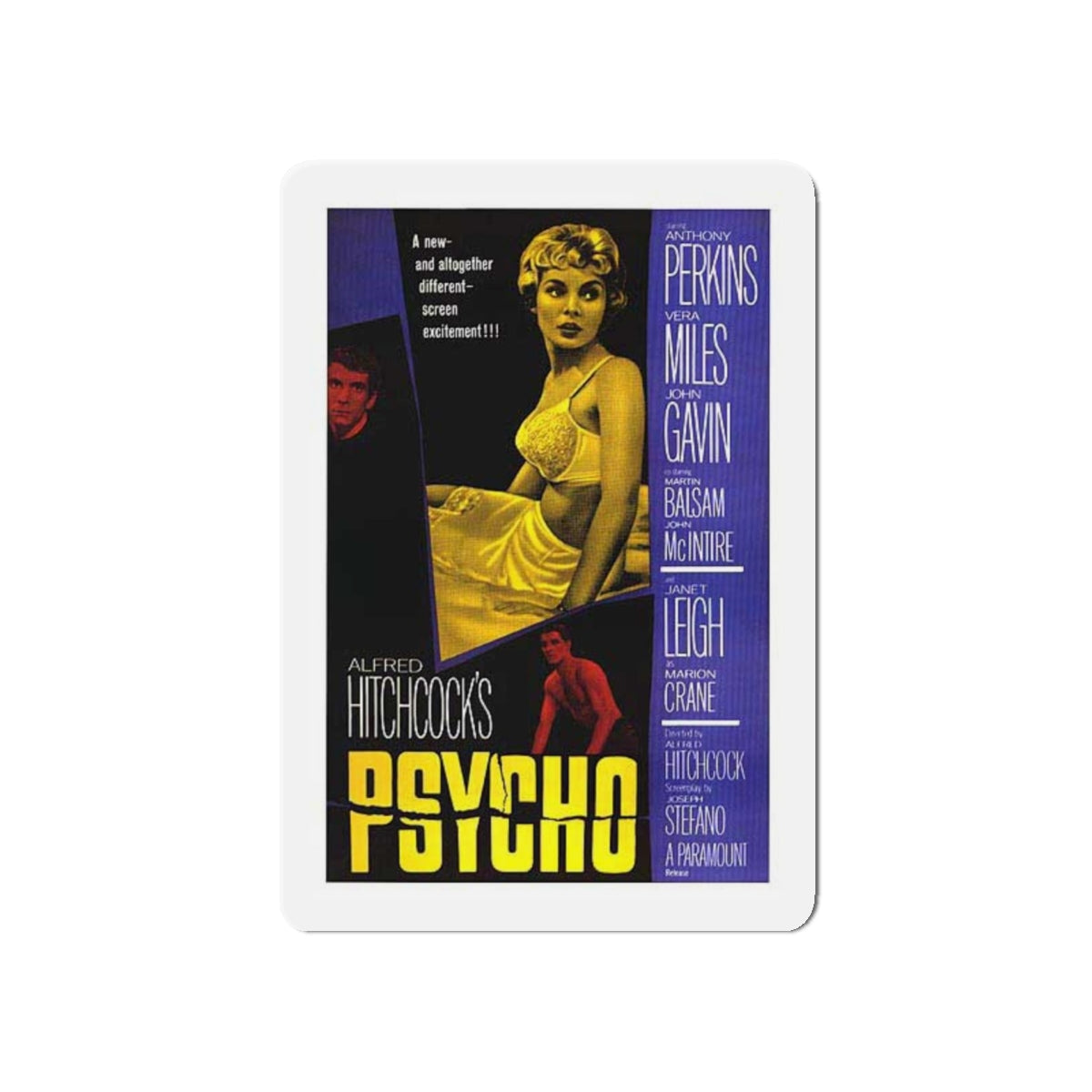 PSYCHO 1960 Movie Poster - Refrigerator Magnet-5" x 5"-The Sticker Space