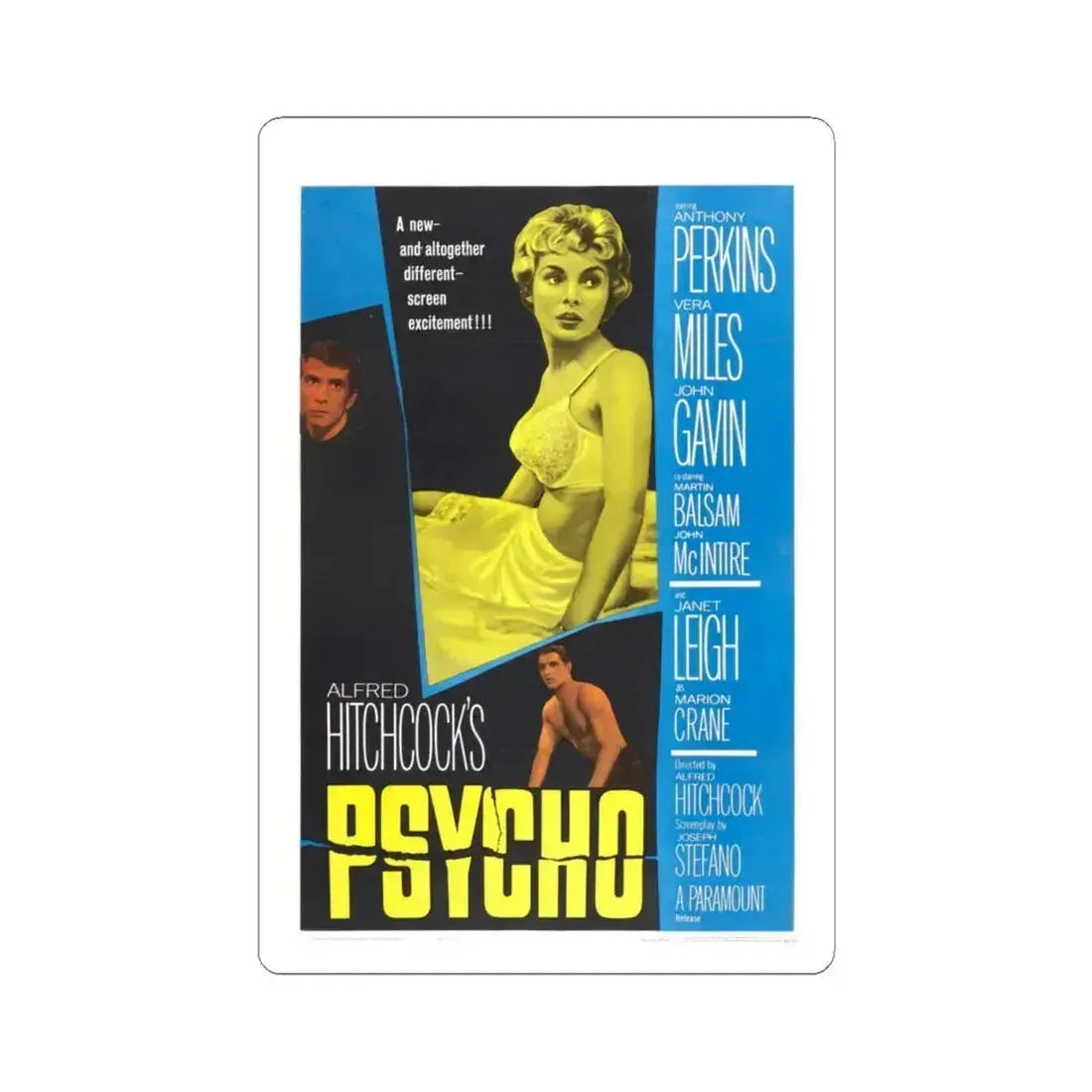 Psycho 1960 Movie Poster - STICKER Vinyl Kiss-Cut Decal 6 Inch White - The Sticker Space