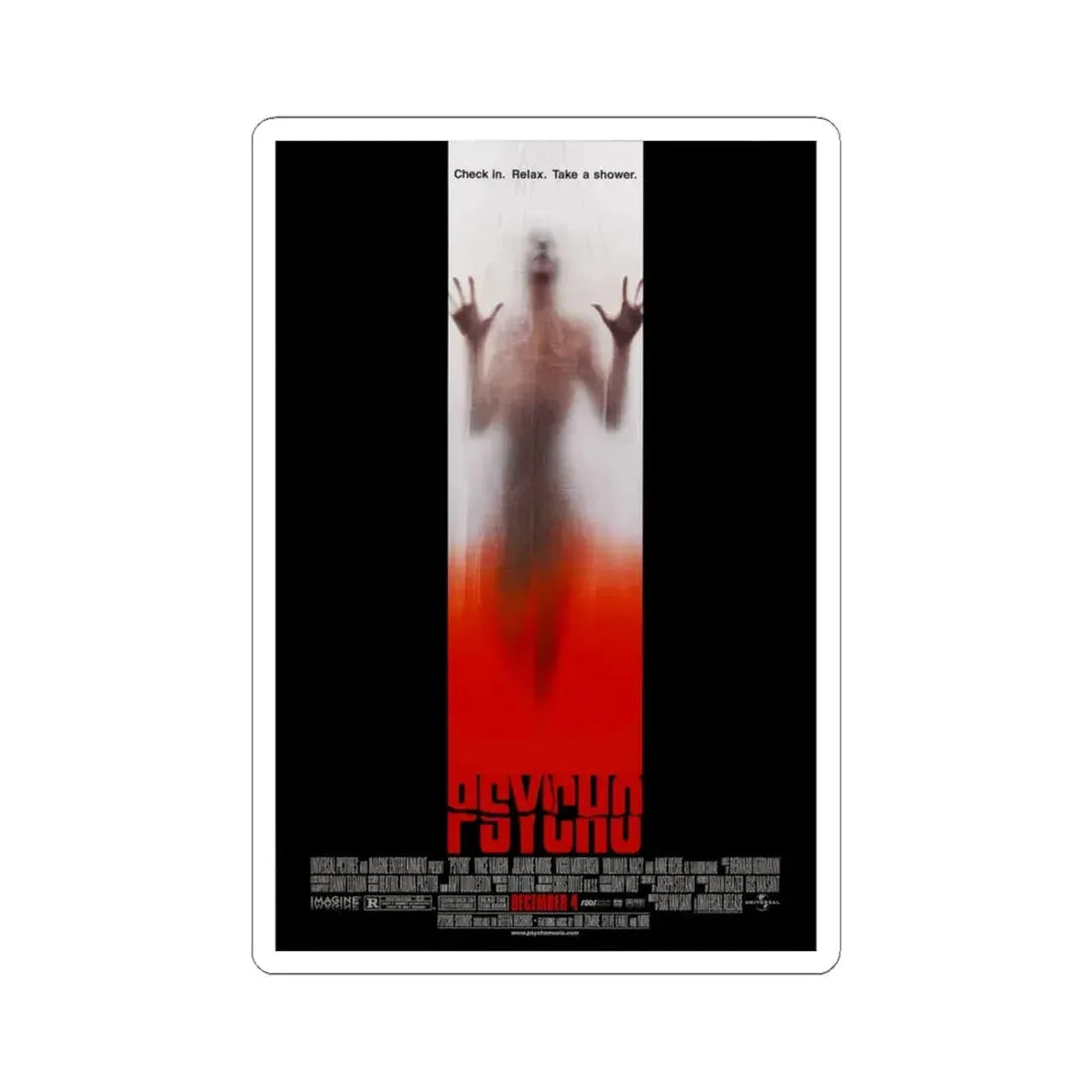 Psycho 1998 Movie Poster - STICKER Vinyl Kiss-Cut Decal 4 Inch White - The Sticker Space