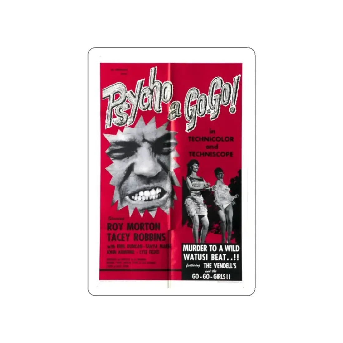 PSYCHO A GOGO 1965 Movie Poster STICKER Vinyl Die-Cut Decal 3 Inch - The Sticker Space