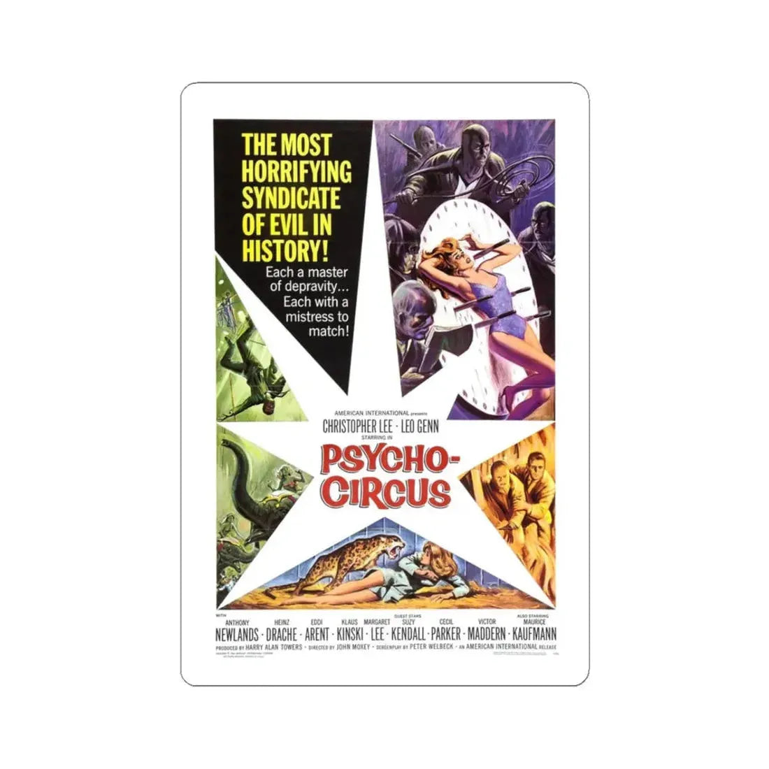PSYCHO CIRCUS 1966 Movie Poster - STICKER Vinyl Kiss-Cut Decal 3 Inch White - The Sticker Space