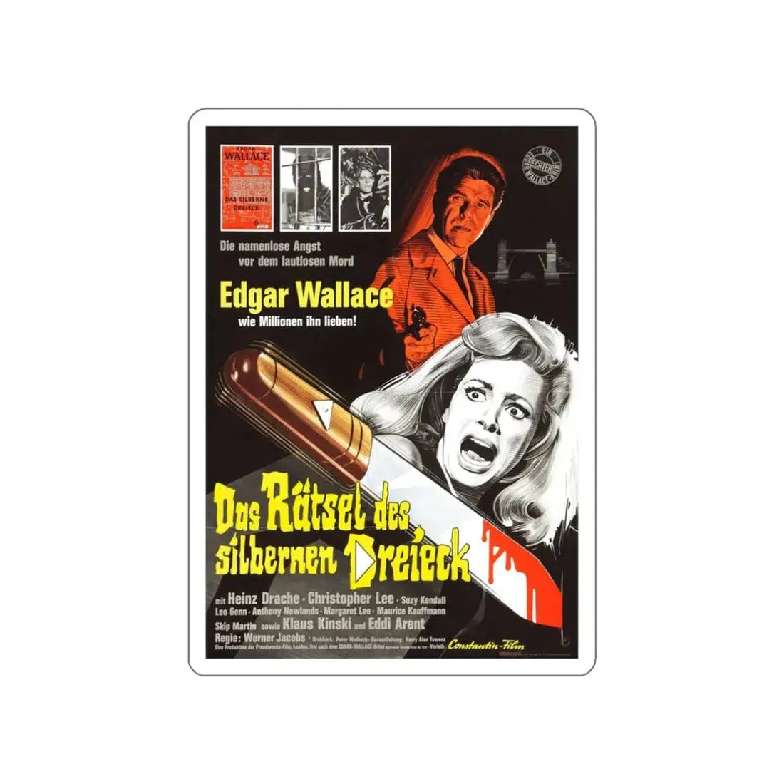 PSYCHO CIRCUS (GERMAN) 1966 Movie Poster STICKER Vinyl Die-Cut Decal 3 Inch - The Sticker Space