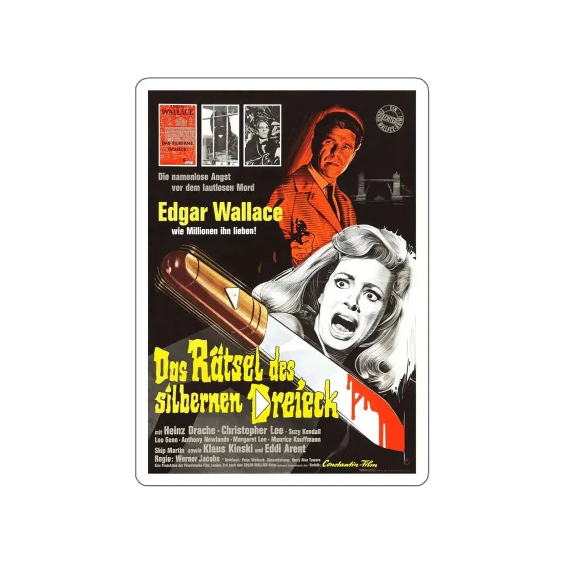 PSYCHO CIRCUS (GERMAN) 1966 Movie Poster STICKER Vinyl Die-Cut Decal 4 Inch - The Sticker Space