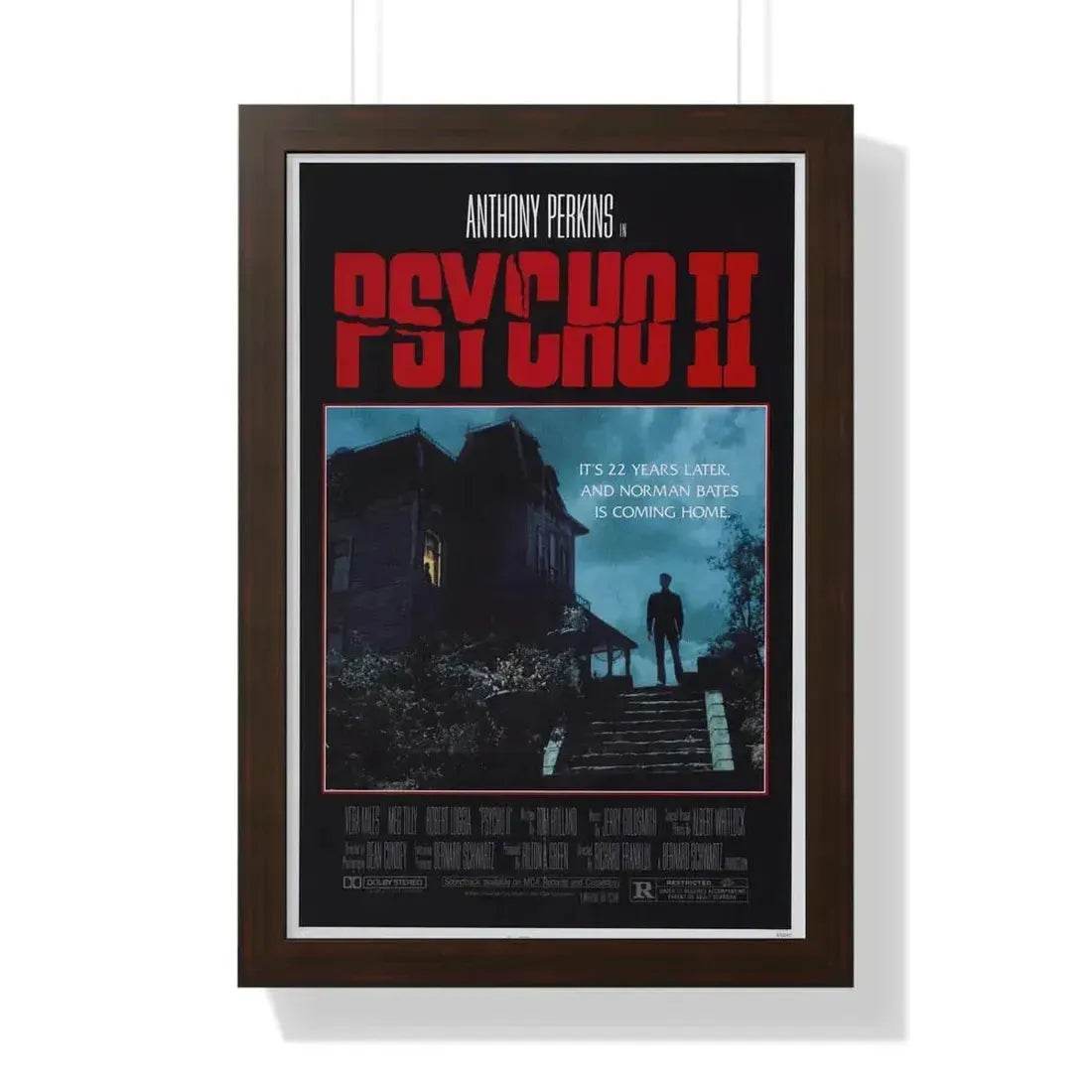 PSYCHO II 1983 - Framed Movie Poster 16″ x 24″ Walnut - The Sticker Space