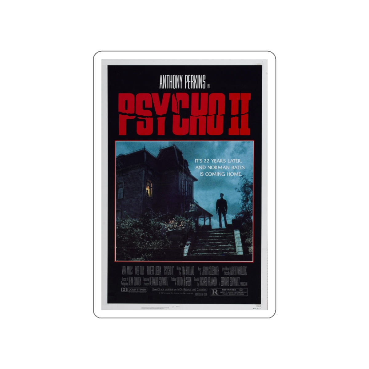 PSYCHO II 1983 Movie Poster STICKER Vinyl Die-Cut Decal-White-The Sticker Space