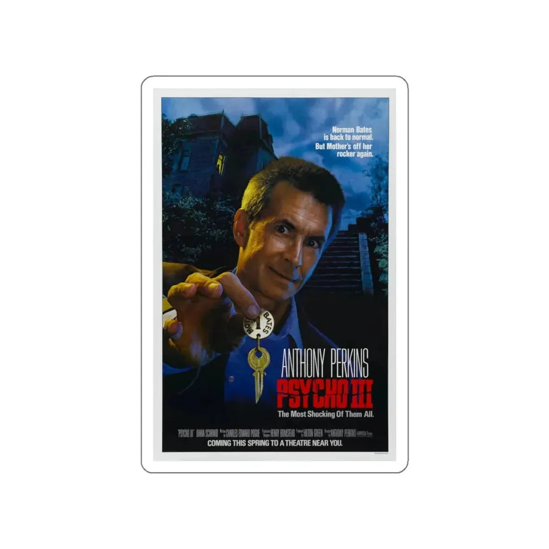 PSYCHO III 1986 Movie Poster STICKER Vinyl Die-Cut Decal 4 Inch - The Sticker Space