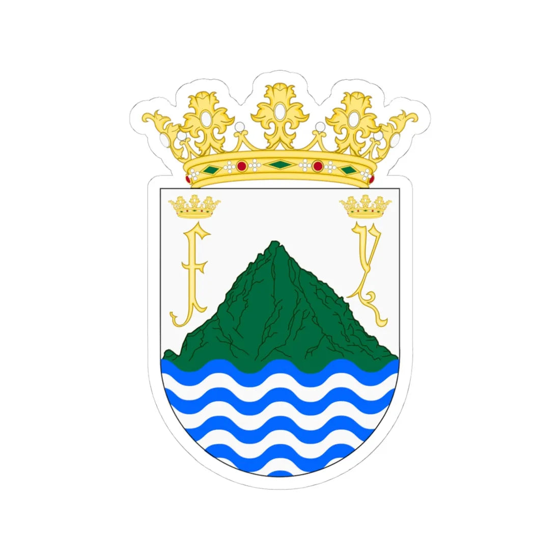 Puerto Plata Old Shield (Costa Rica) (Coat of Arms) STICKER Vinyl Kiss-Cut Decal 4 Inch White - The Sticker Space