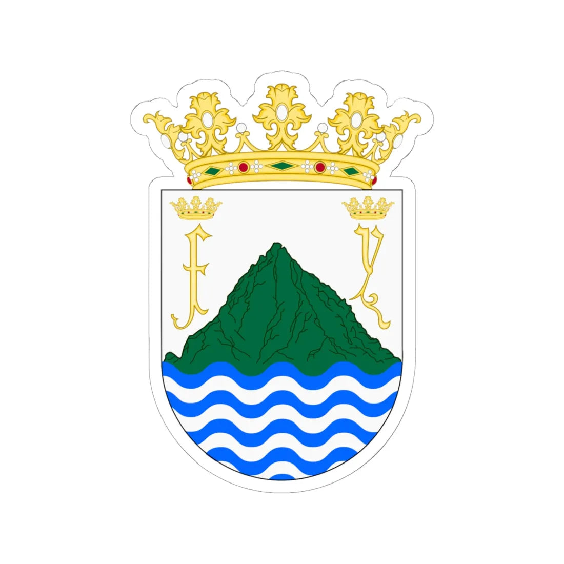 Puerto Plata Old Shield (Costa Rica) (Coat of Arms) STICKER Vinyl Kiss-Cut Decal 6 Inch White - The Sticker Space