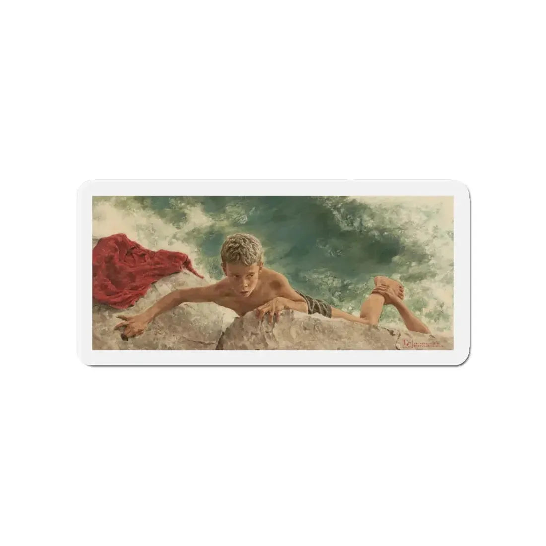 Pulling Him Back In, Saturday Evening Post story illustration (Magazine Illustration) Refrigerator Magnet - The Sticker Space