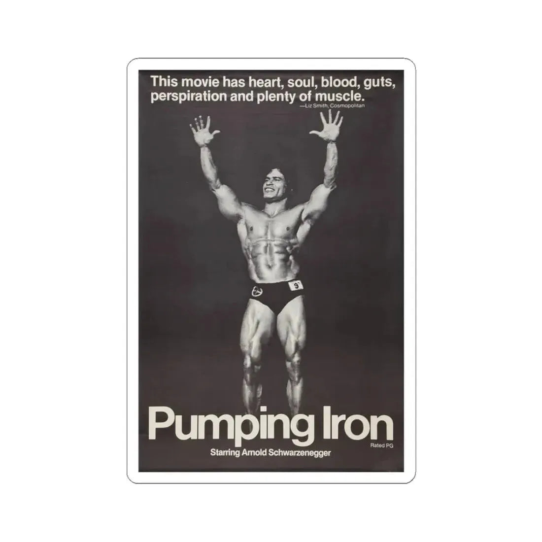 Pumping Iron 1977 Movie Poster - STICKER Vinyl Kiss-Cut Decal 3 Inch White - The Sticker Space